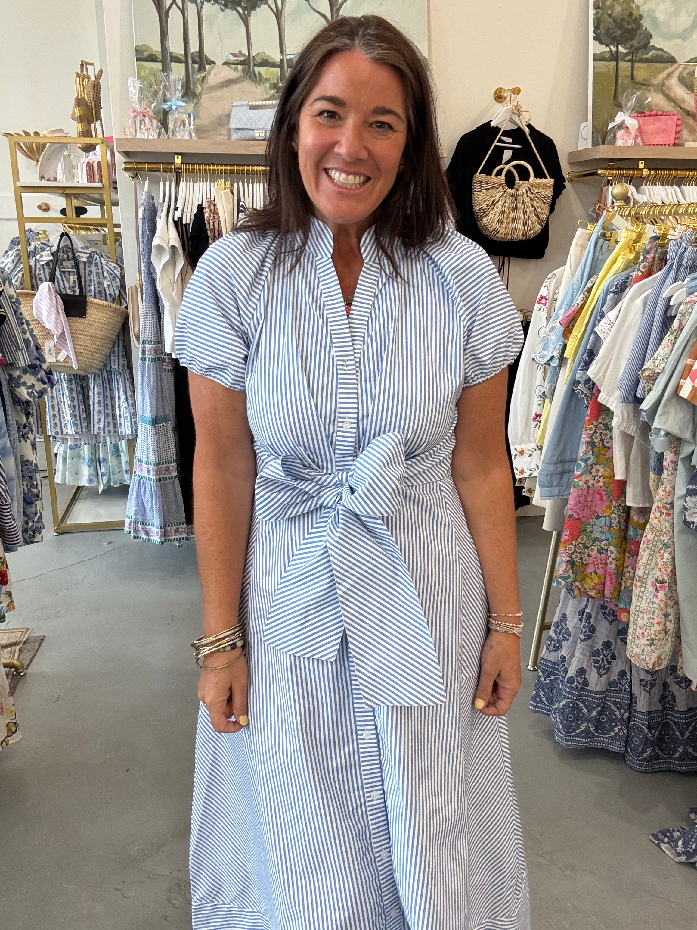 Abby Dress I Blue/White