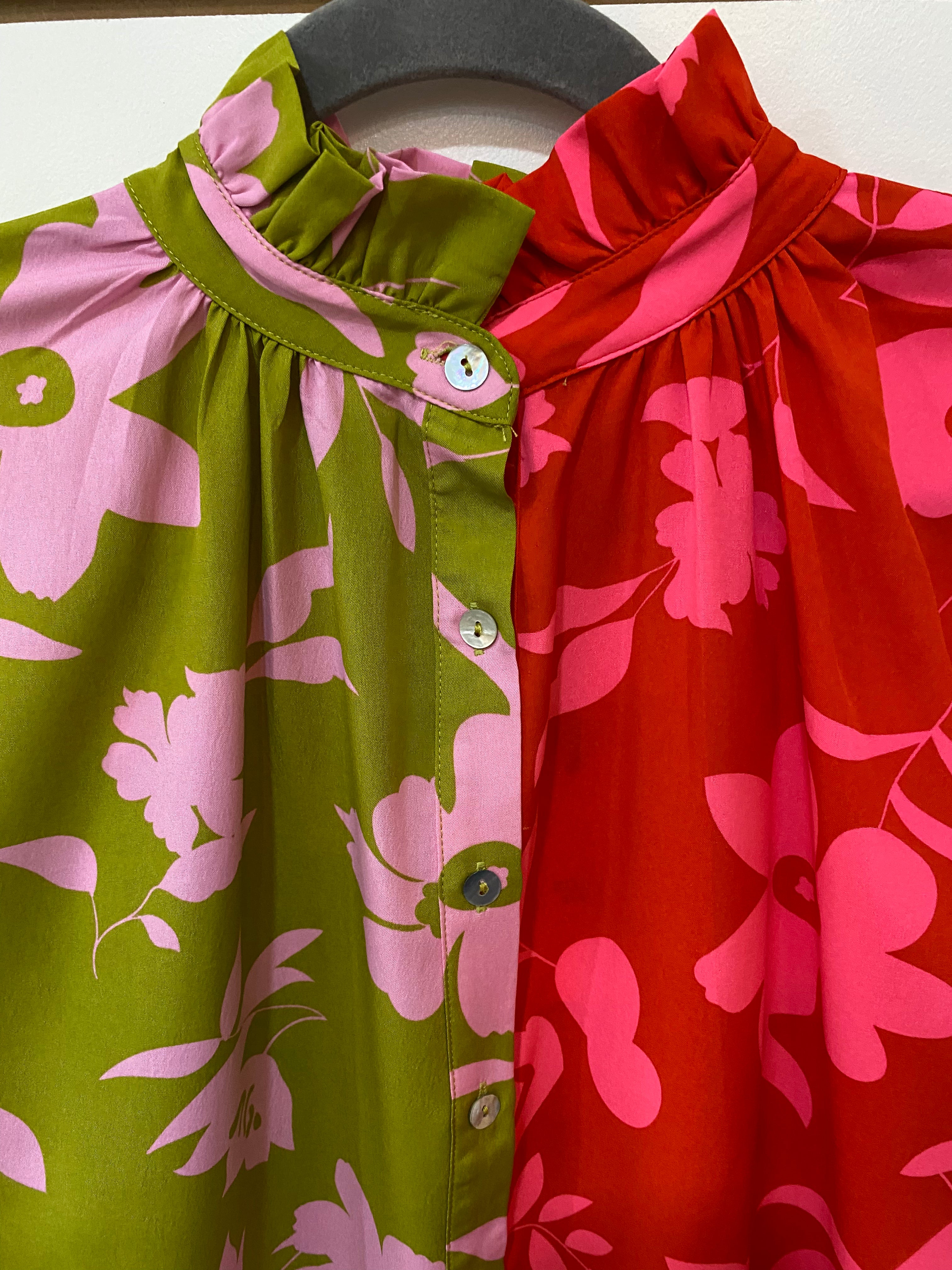 Colorblock Flower Print Dress Coral