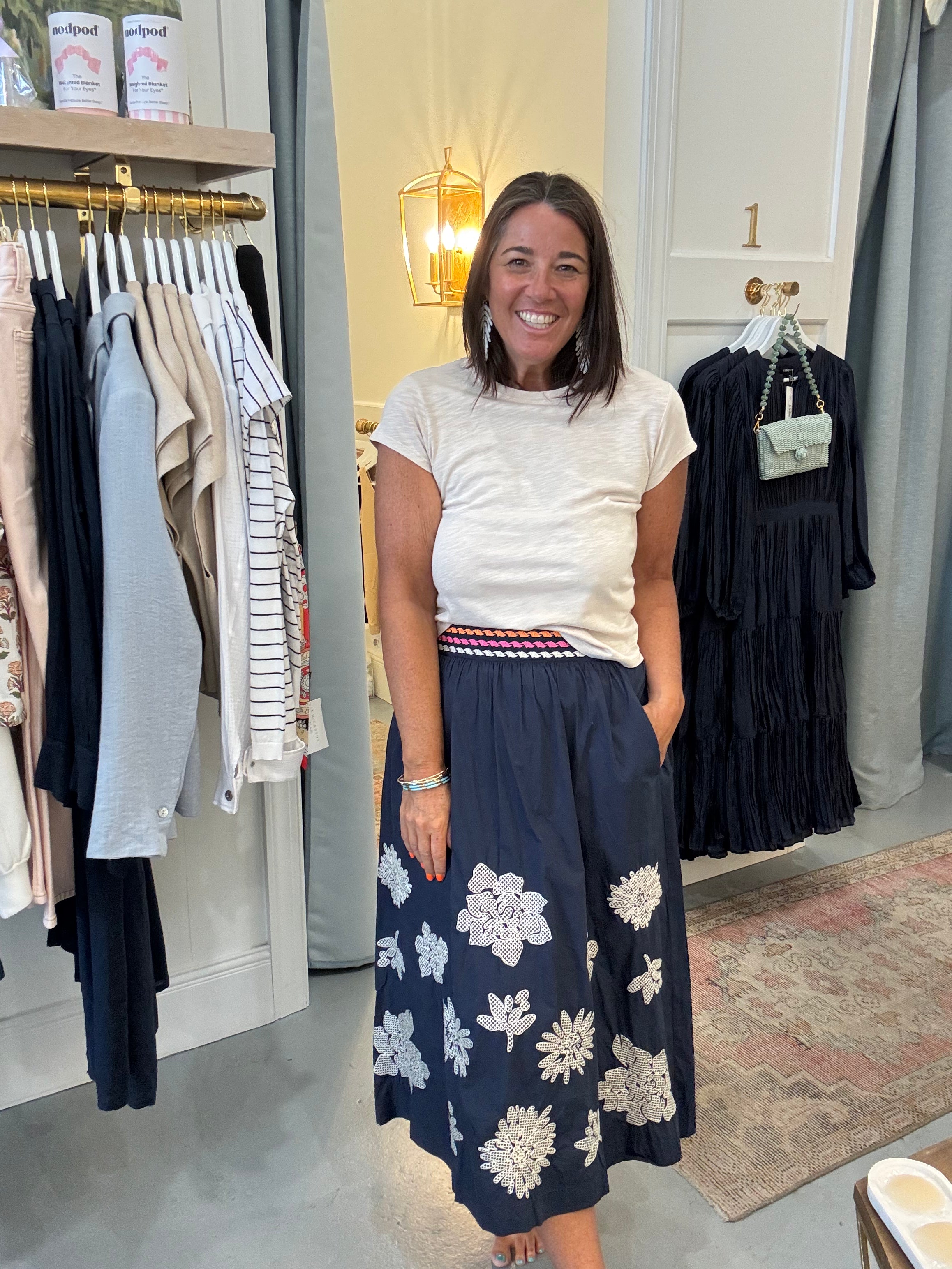 Rylee Embroidery Skirt | Navy
