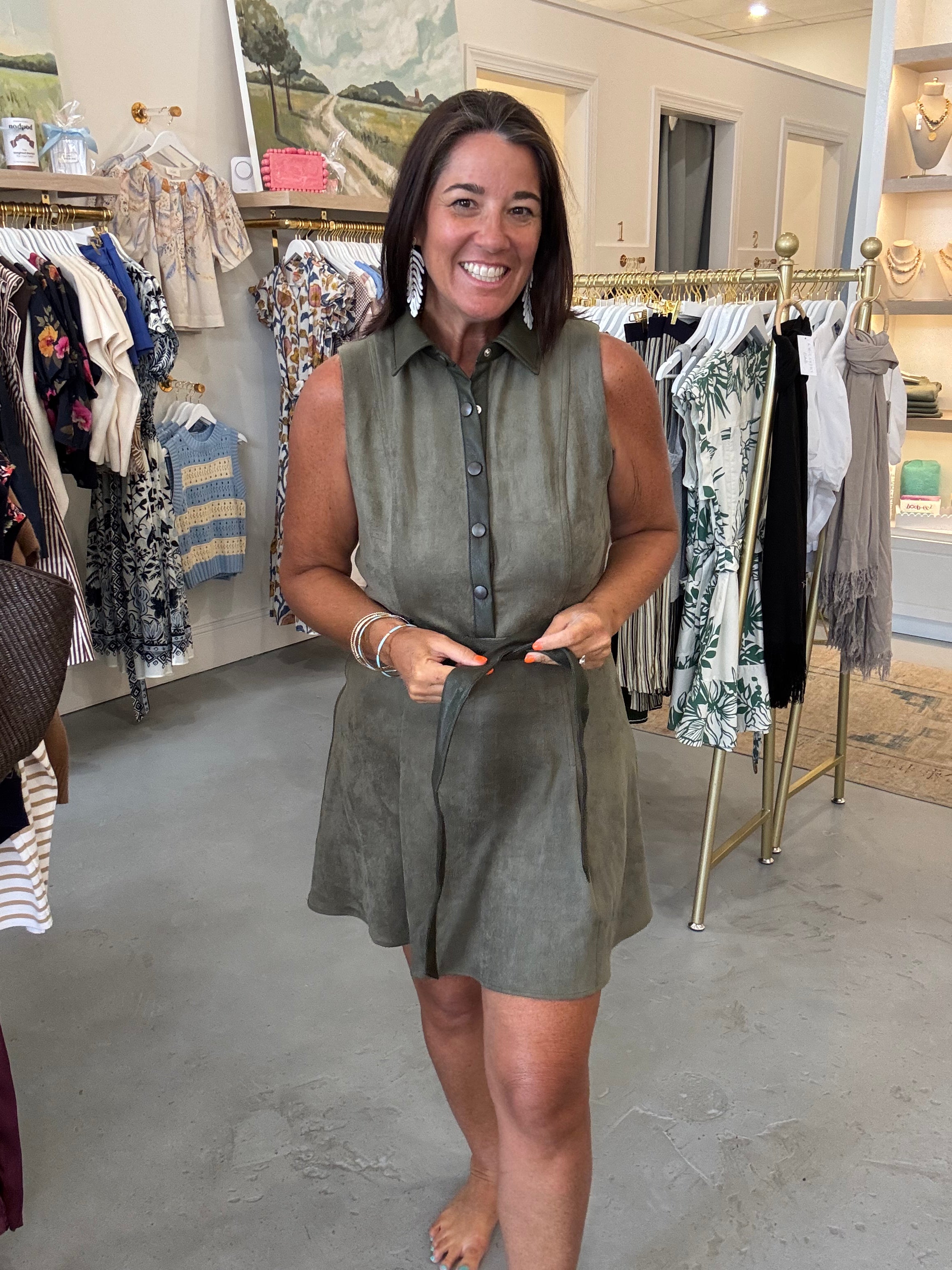 Etta Suede Dress | Olive