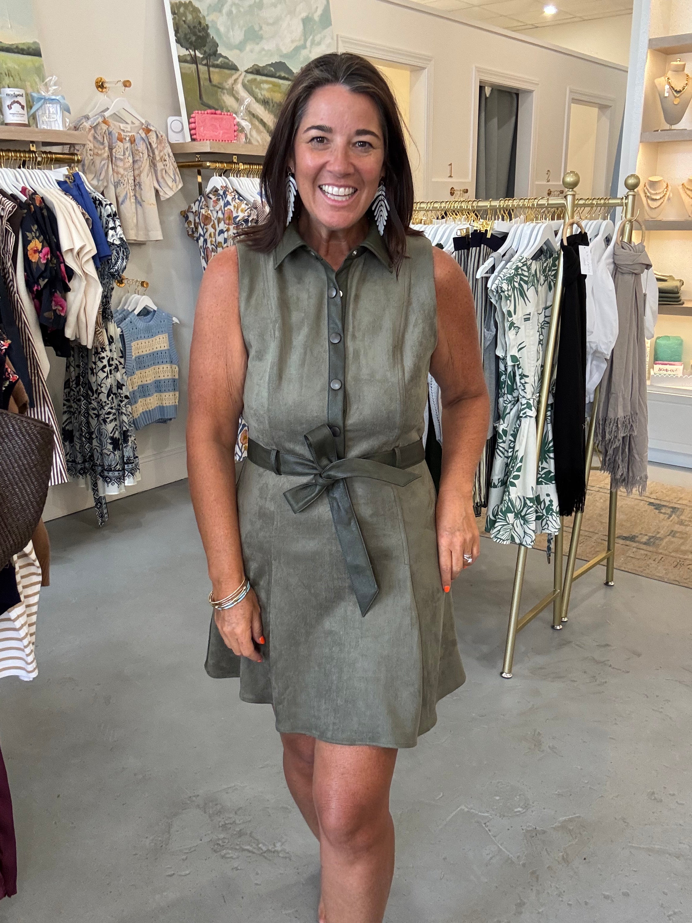 Etta Suede Dress | Olive
