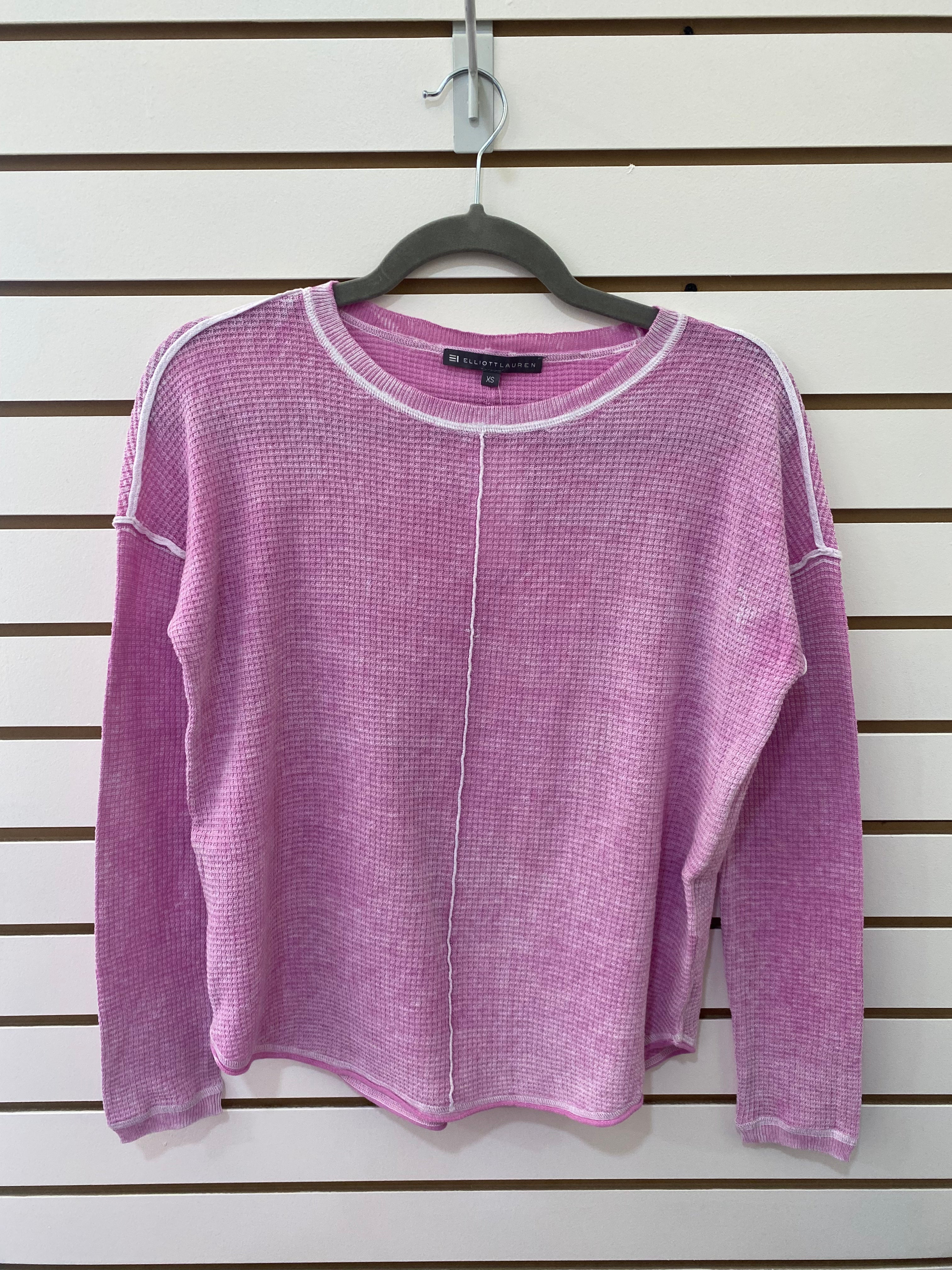 Waffle Stitch Drop Shoulder Sweater- Orchid