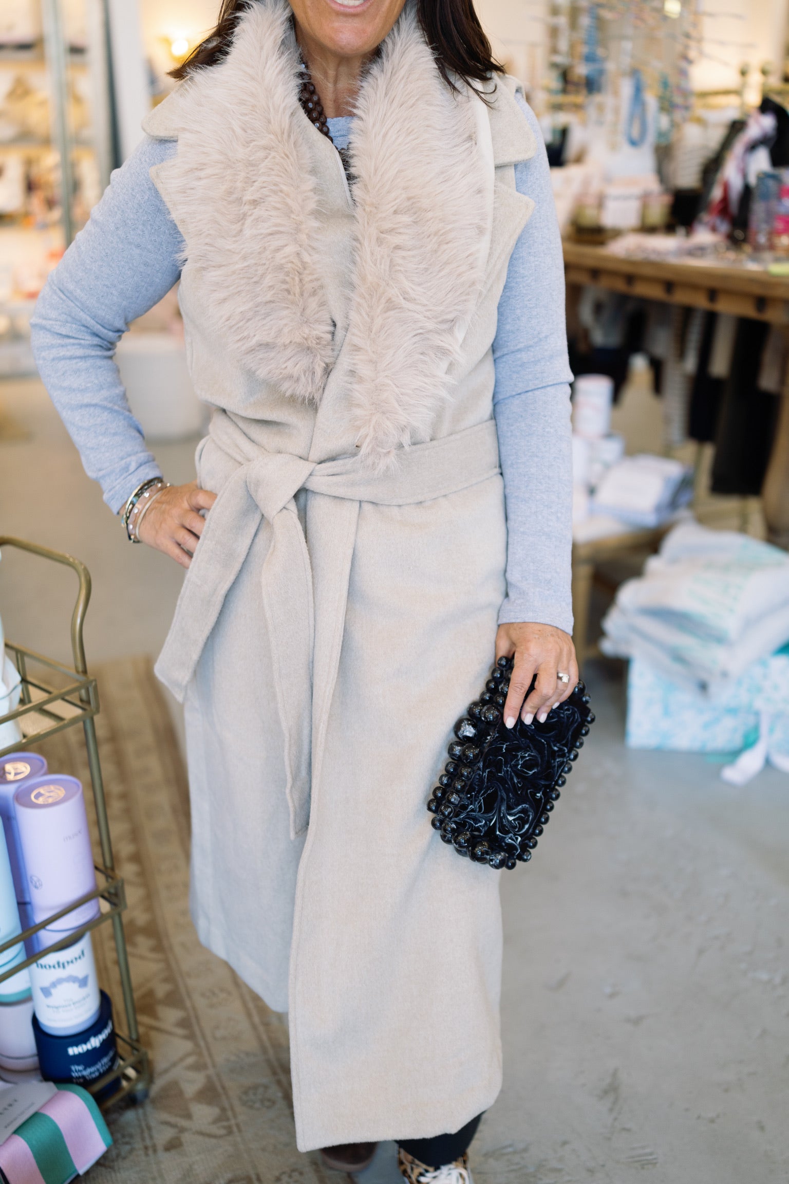 Carol Faux Fur Coat | Taupe