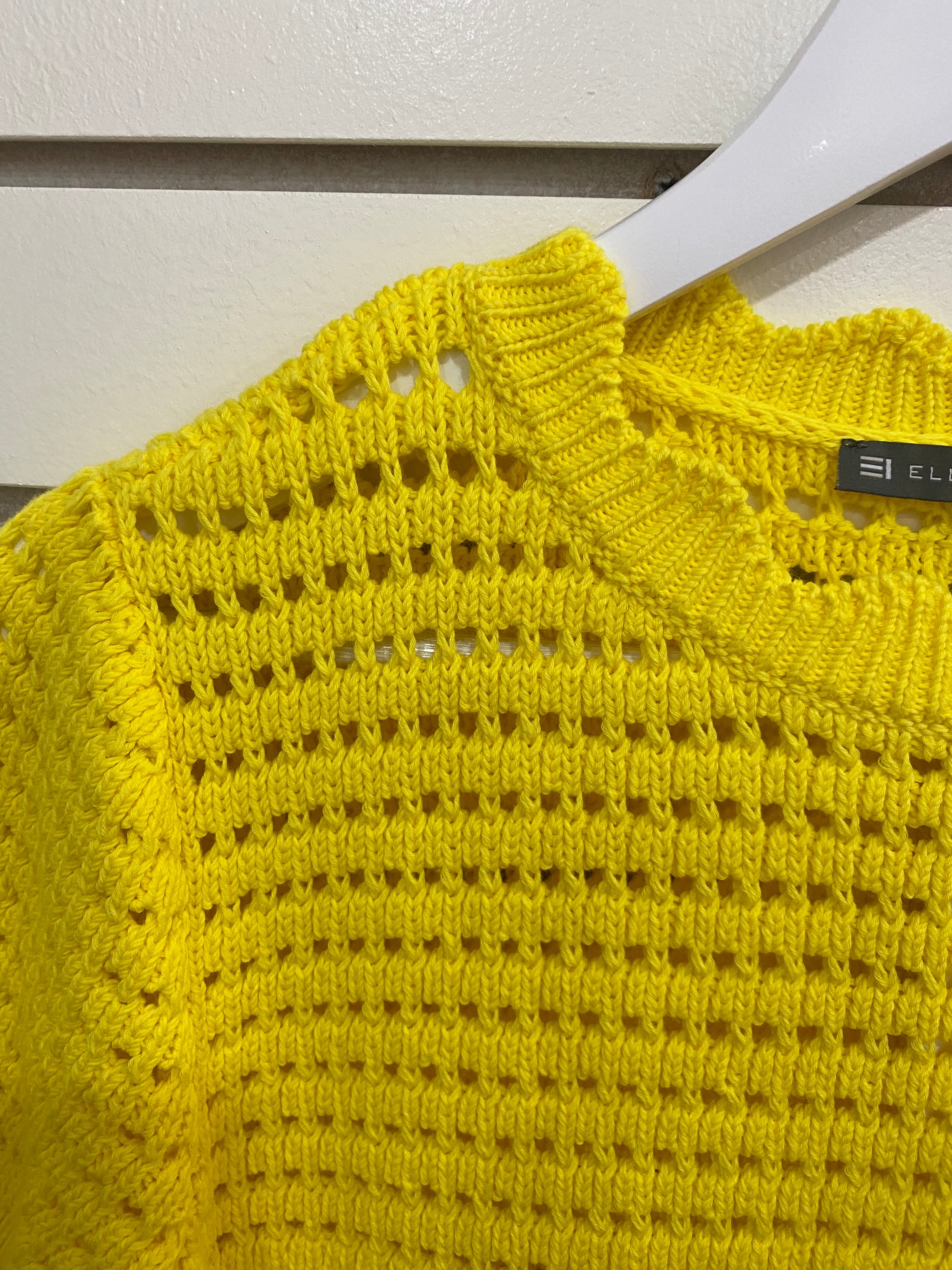 Pointelle Stitch Short Sleeve Sweater Limoncello