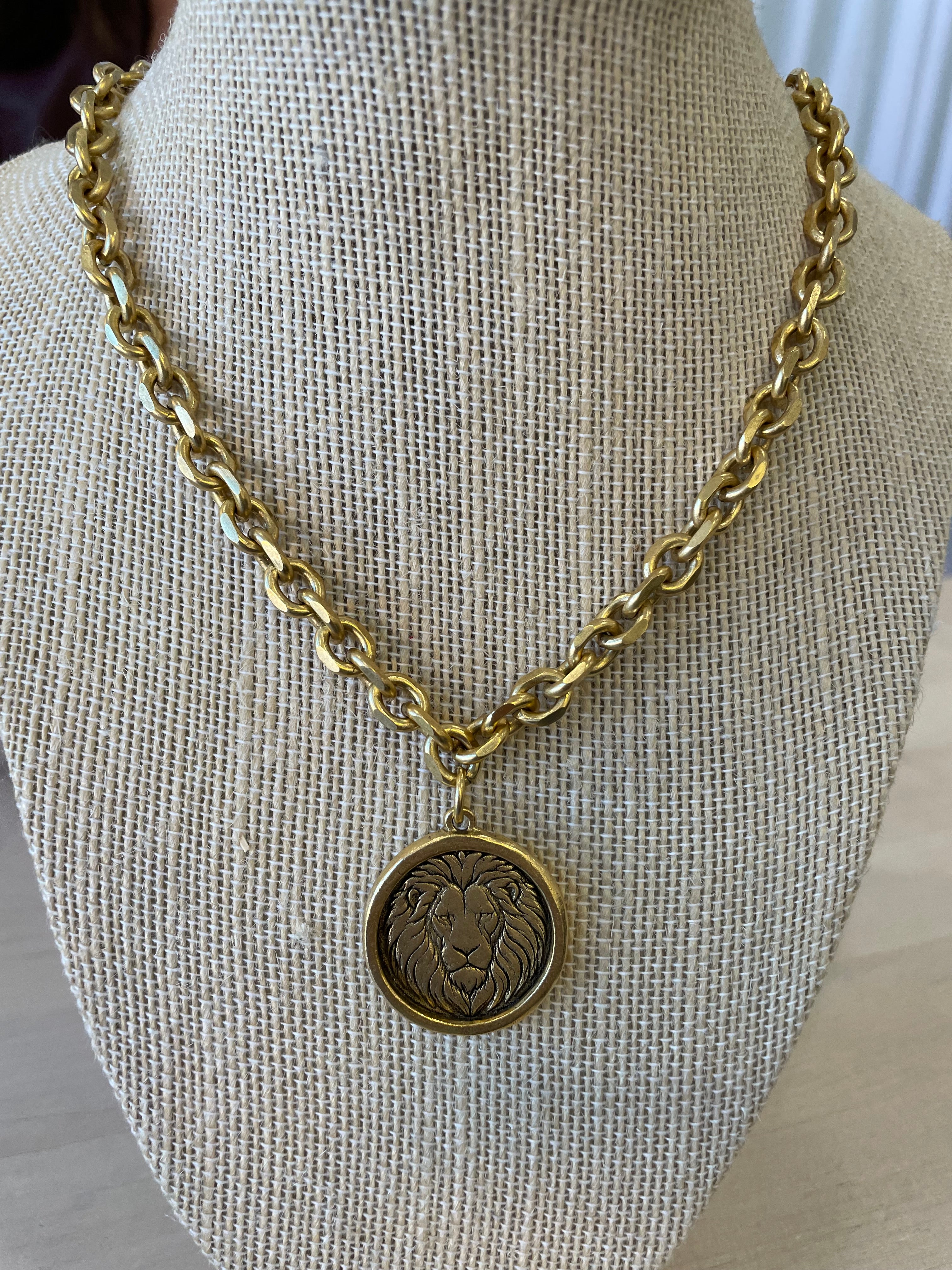 Lion Coin on Gold Chain