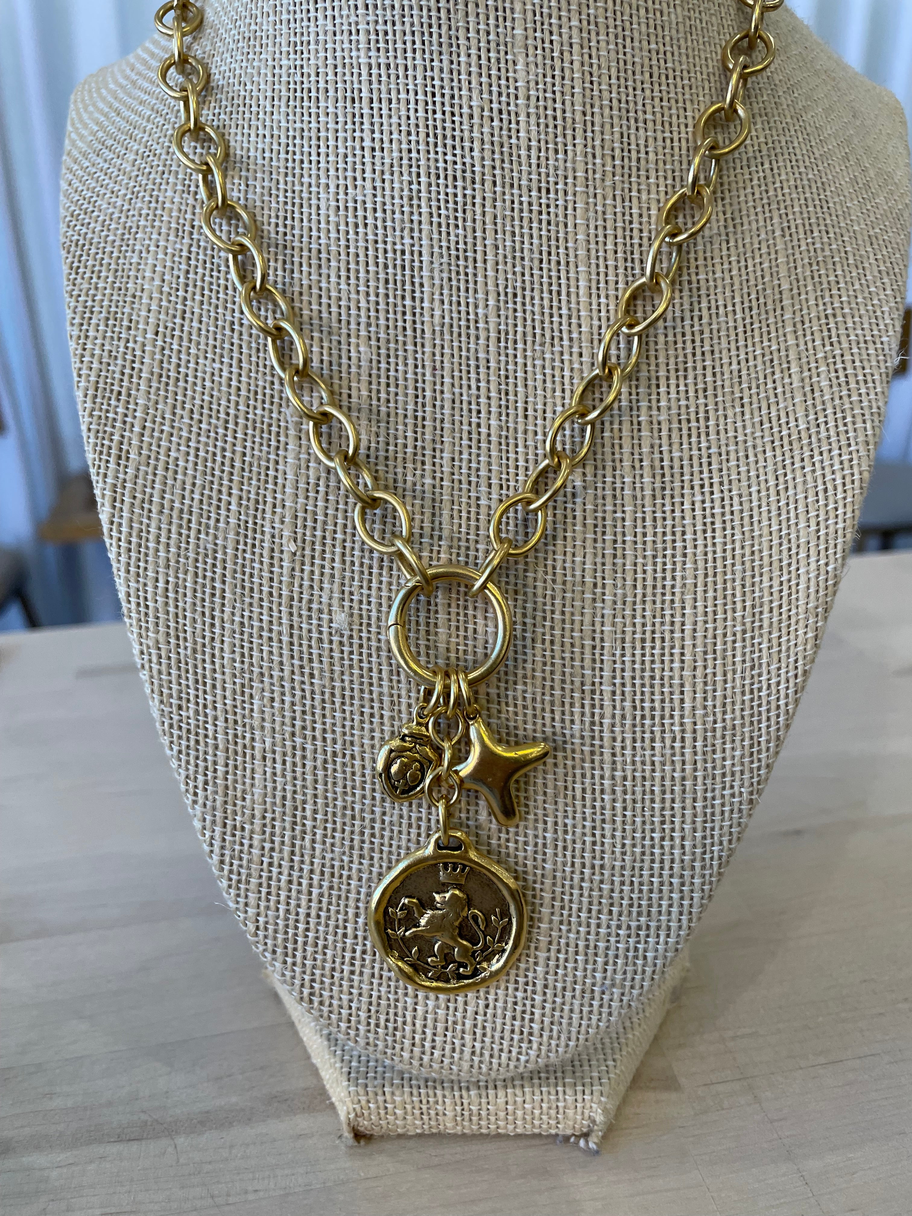 Lion, Cross, Heart Necklace