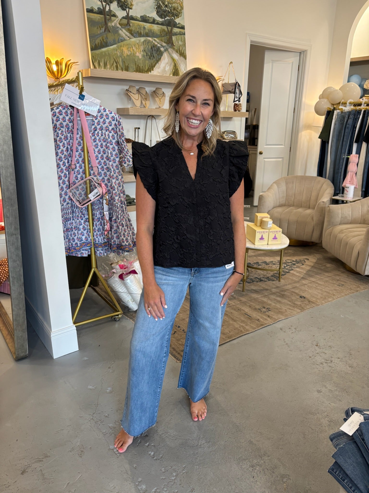 Courtney Textured Blouse | Black
