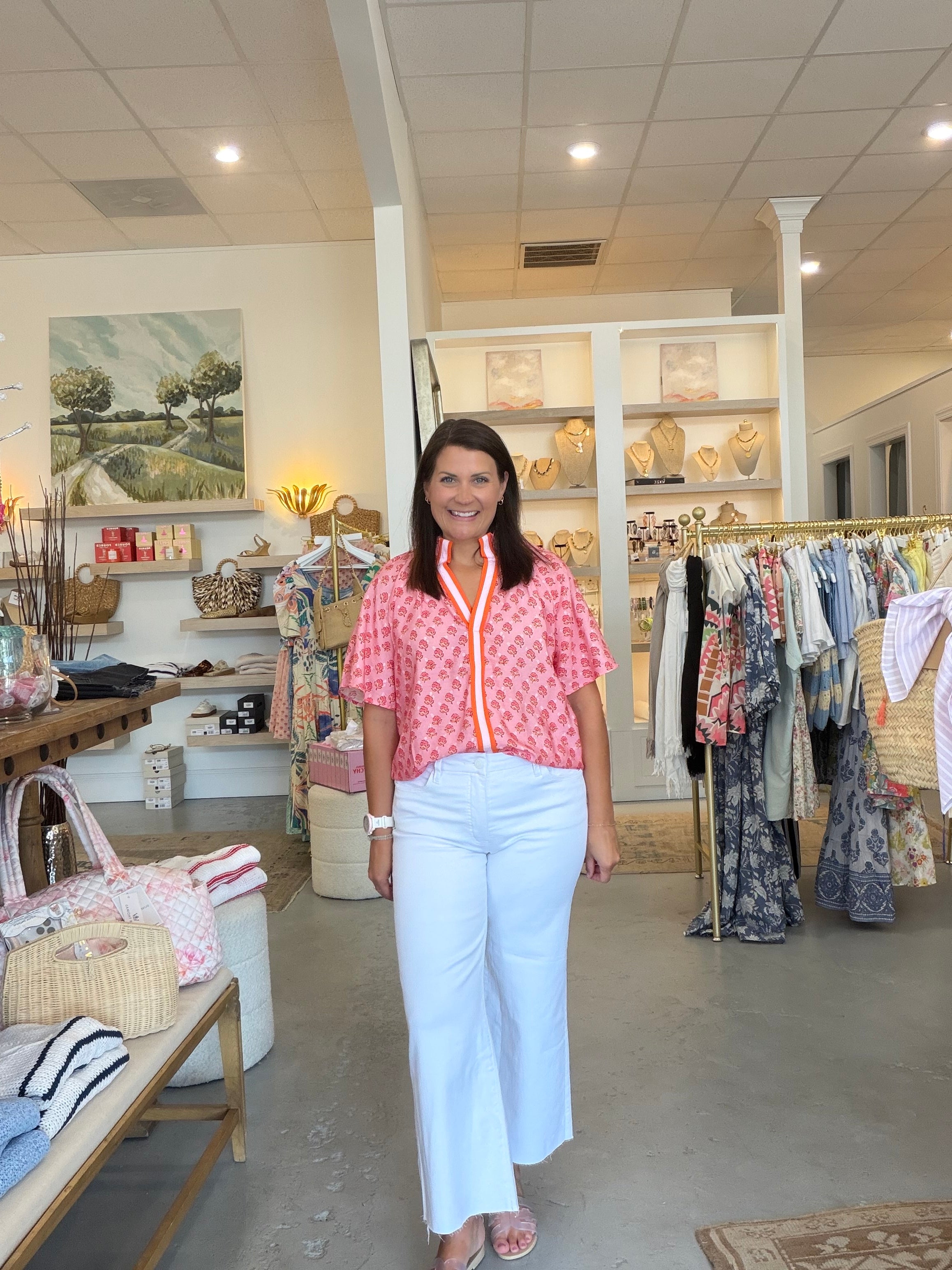 Penny Puff Sleeve Blouse | Pink, Orange
