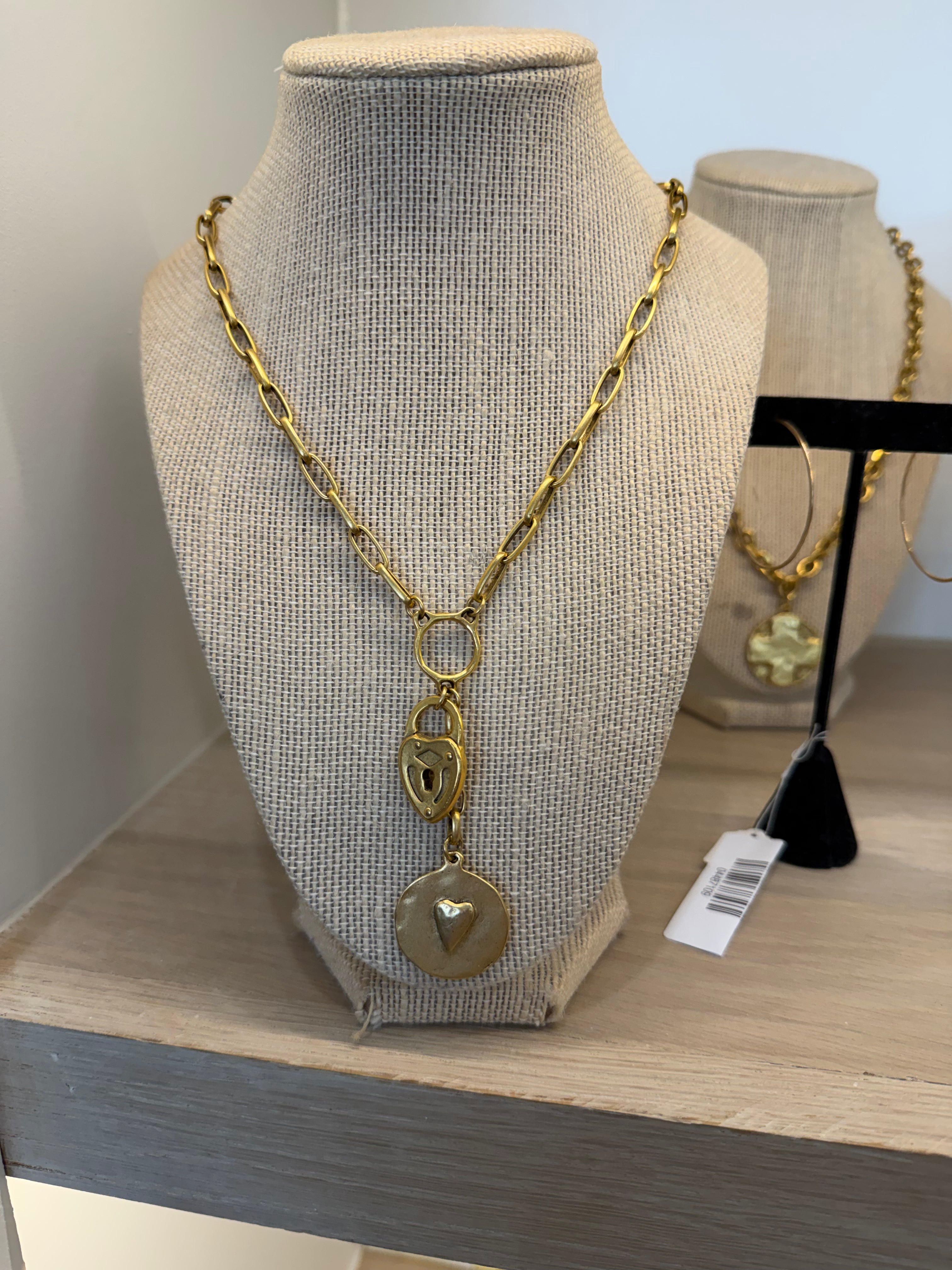 Lock and Heart Layered Necklace