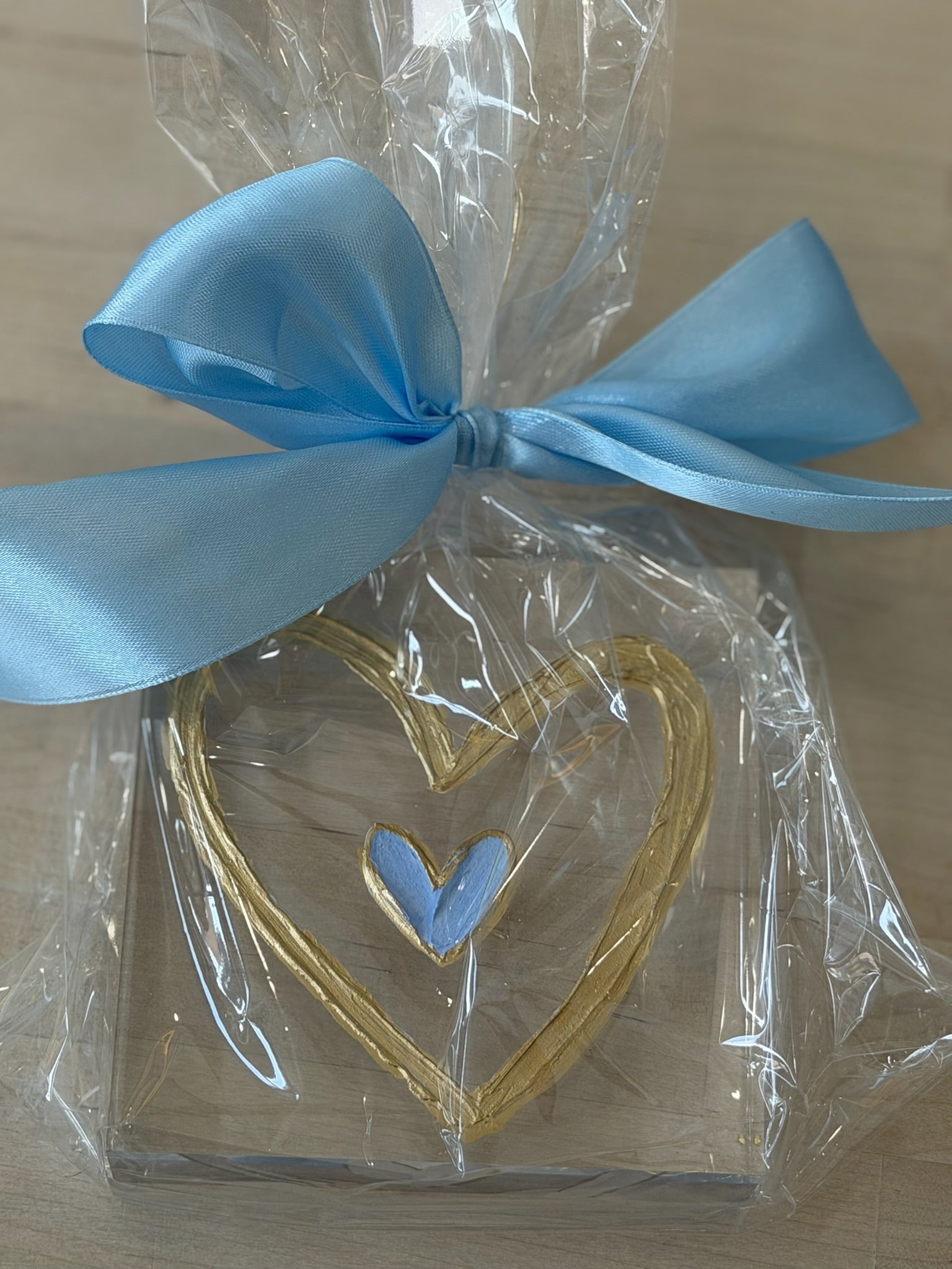 Double Heart Acrylic Art 4x4| Blue