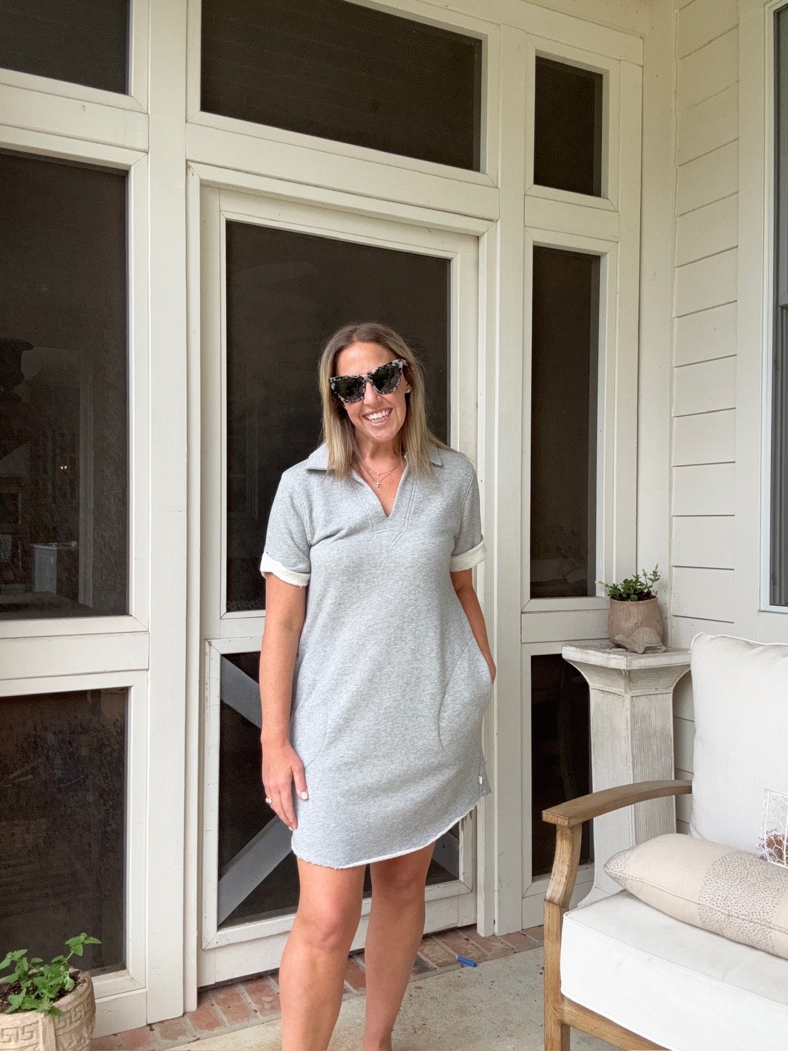 Raw Hem Terry Dress | Heather Grey