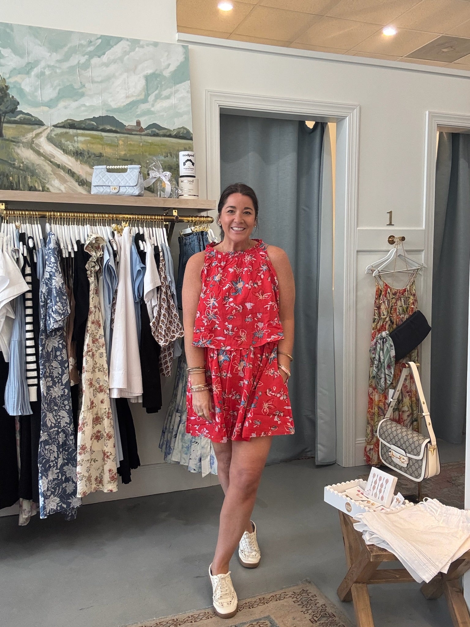 Shannon Mini Dress | Fiore Rosso Print