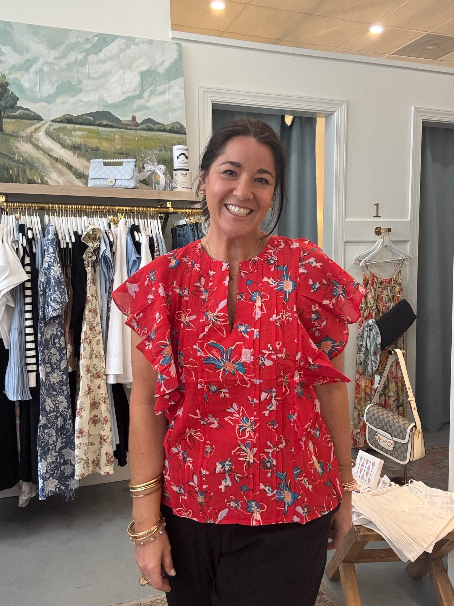 Sheenie Blouse | Fiore Rosso Print