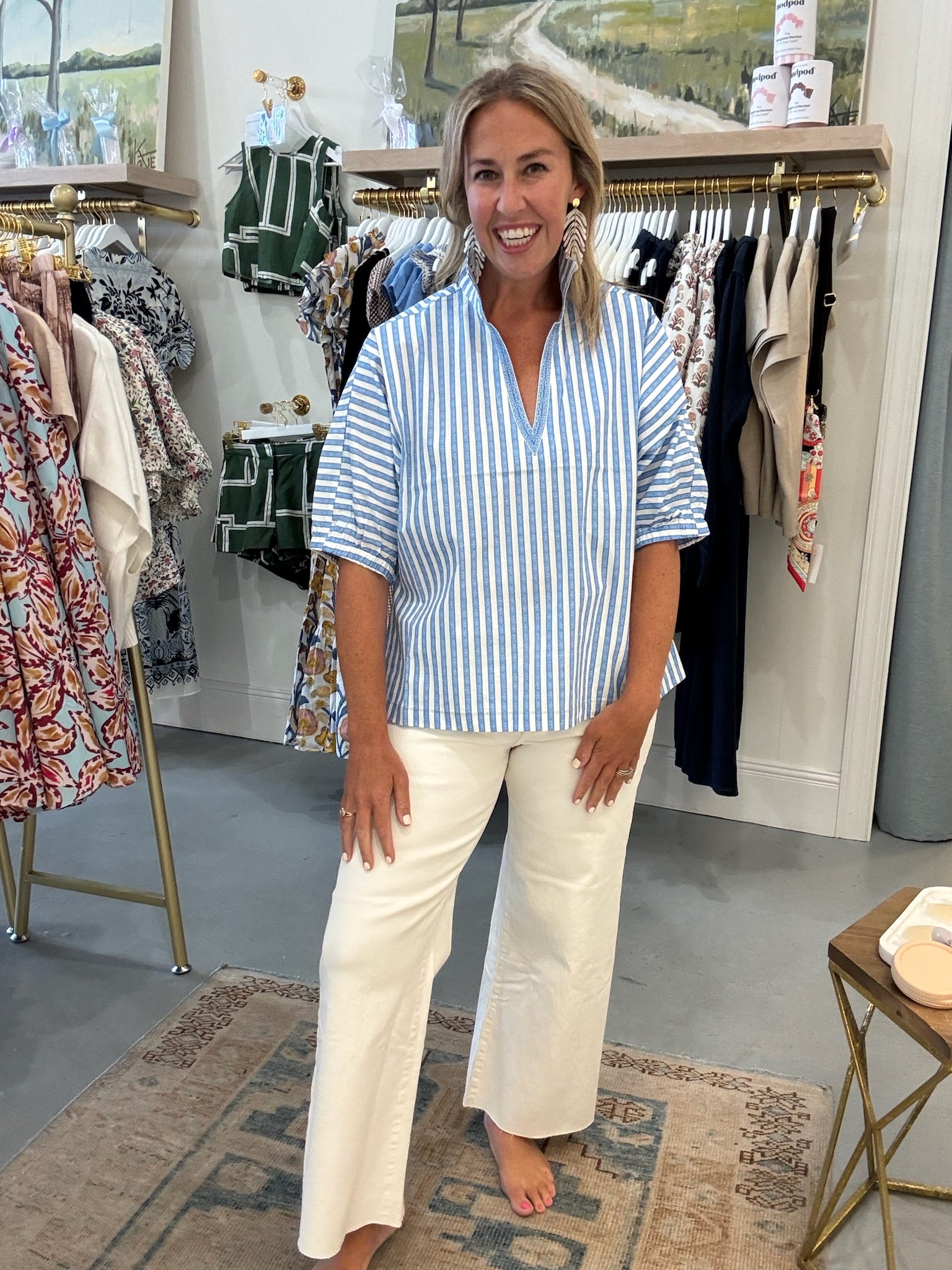 Poppy Top | French Blue Stripe