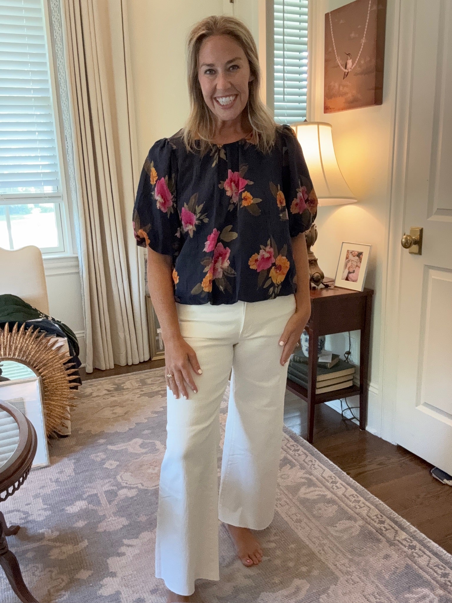 Sloane Floral Blouse | Navy