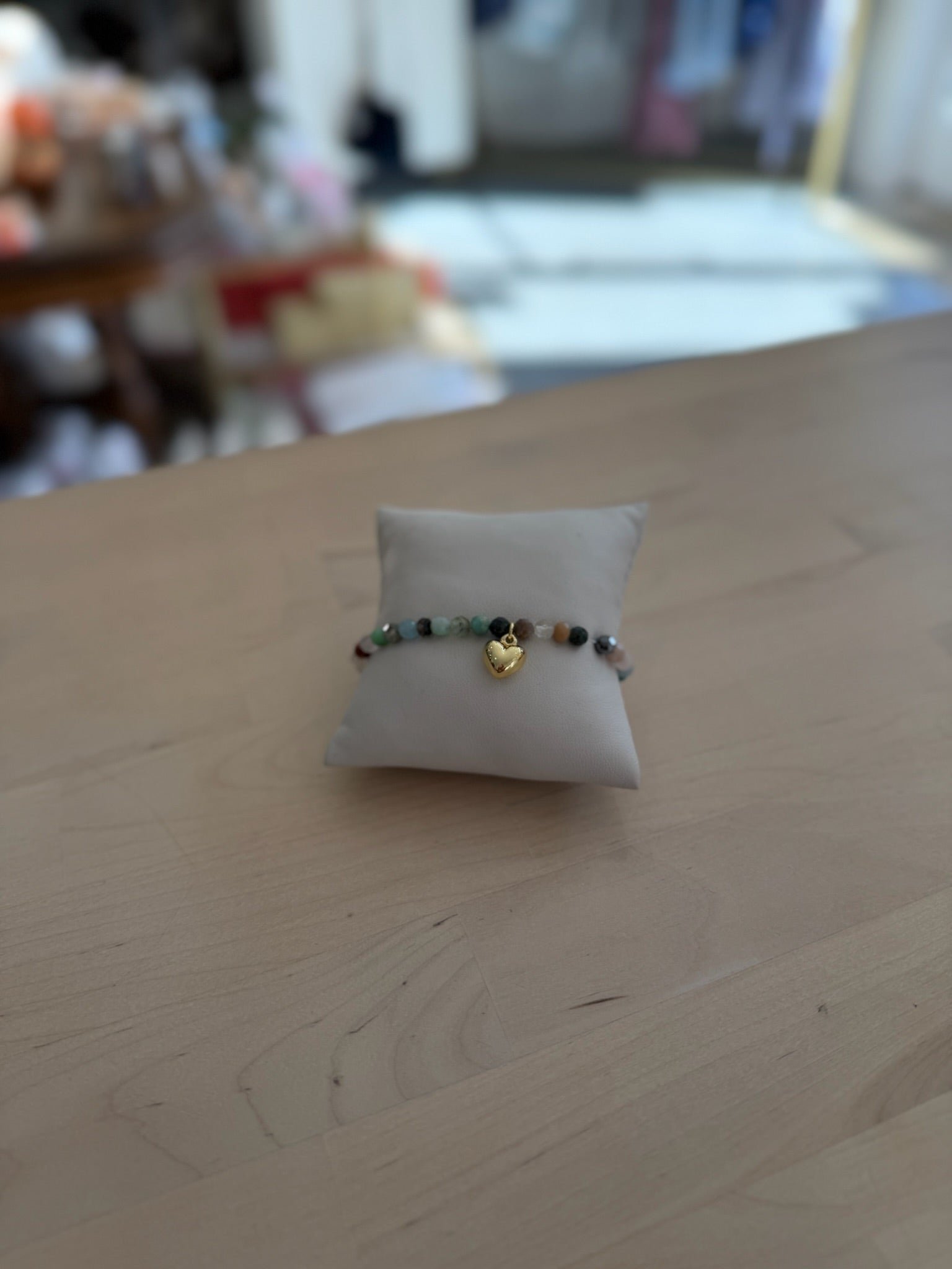 Multi Stone Bracelet | Gold Heart