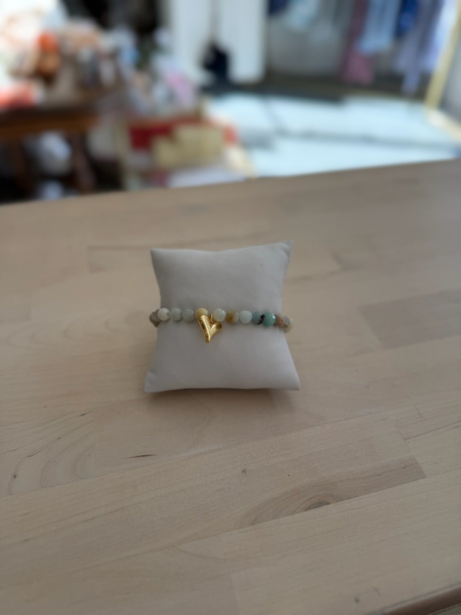 Stone Bracelet | Green Heart