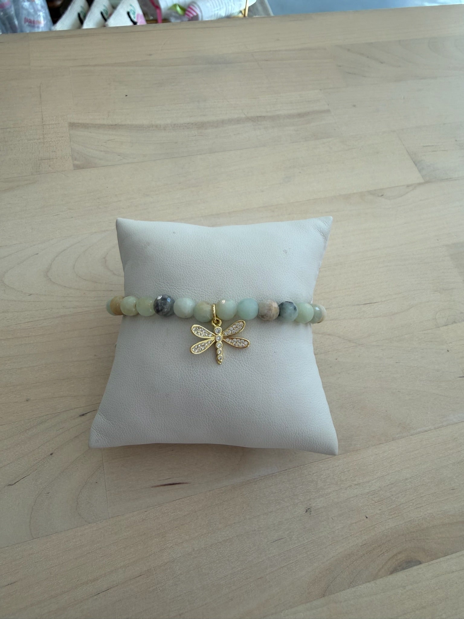 Stone Bracelet | Green Dragonfly