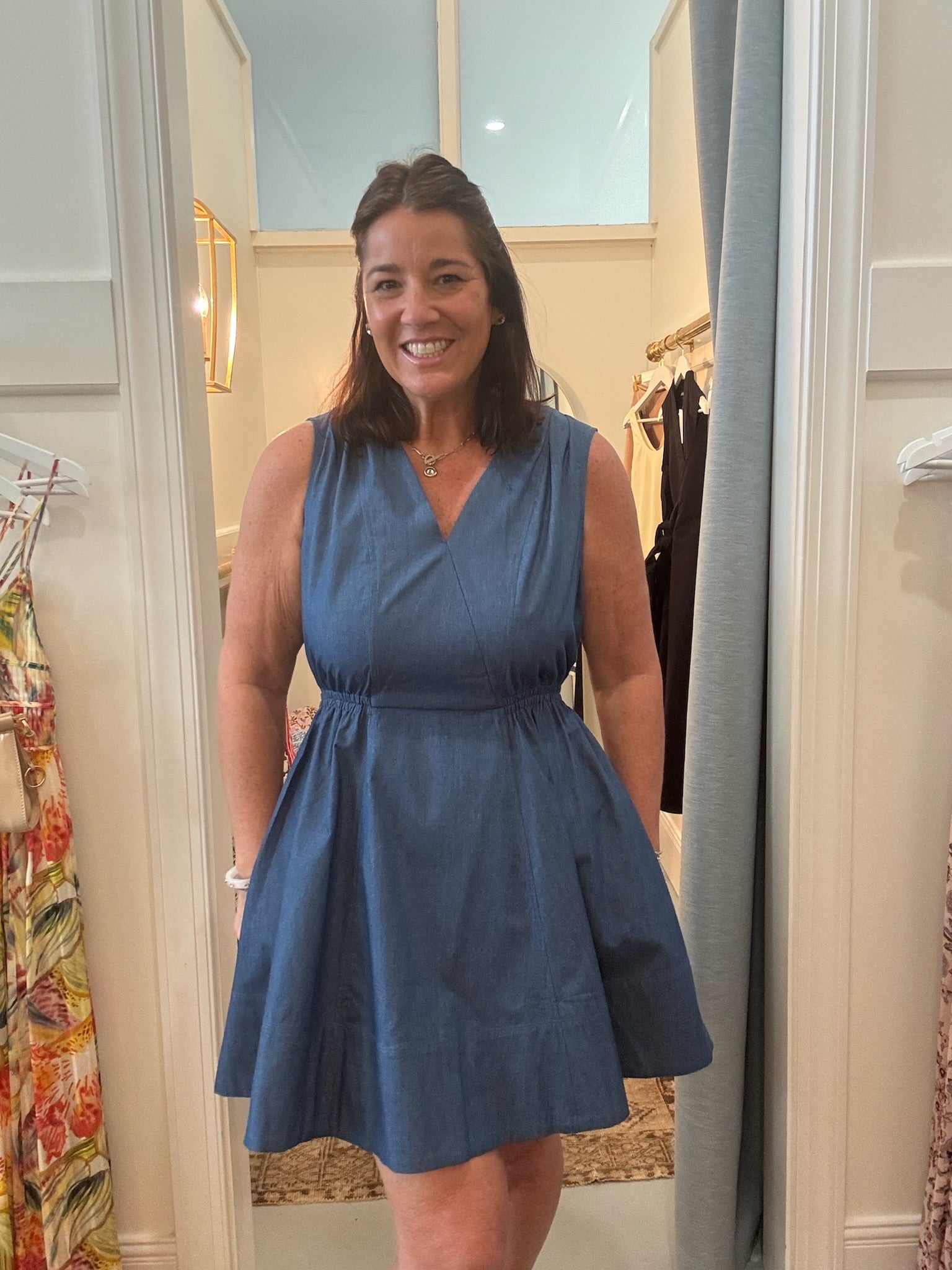 wrap dress denim Lovely Denim Blue Dress - Wrap Dress - Maxi Dress