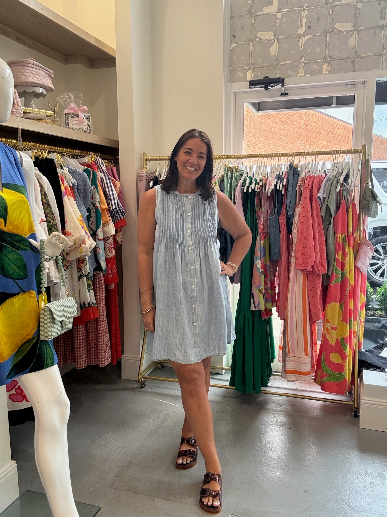 Sleeveless Pintuck Dress I Sun Bleached Wash
