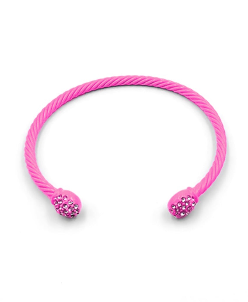 Crystal End Open Cuff | Hot Pink