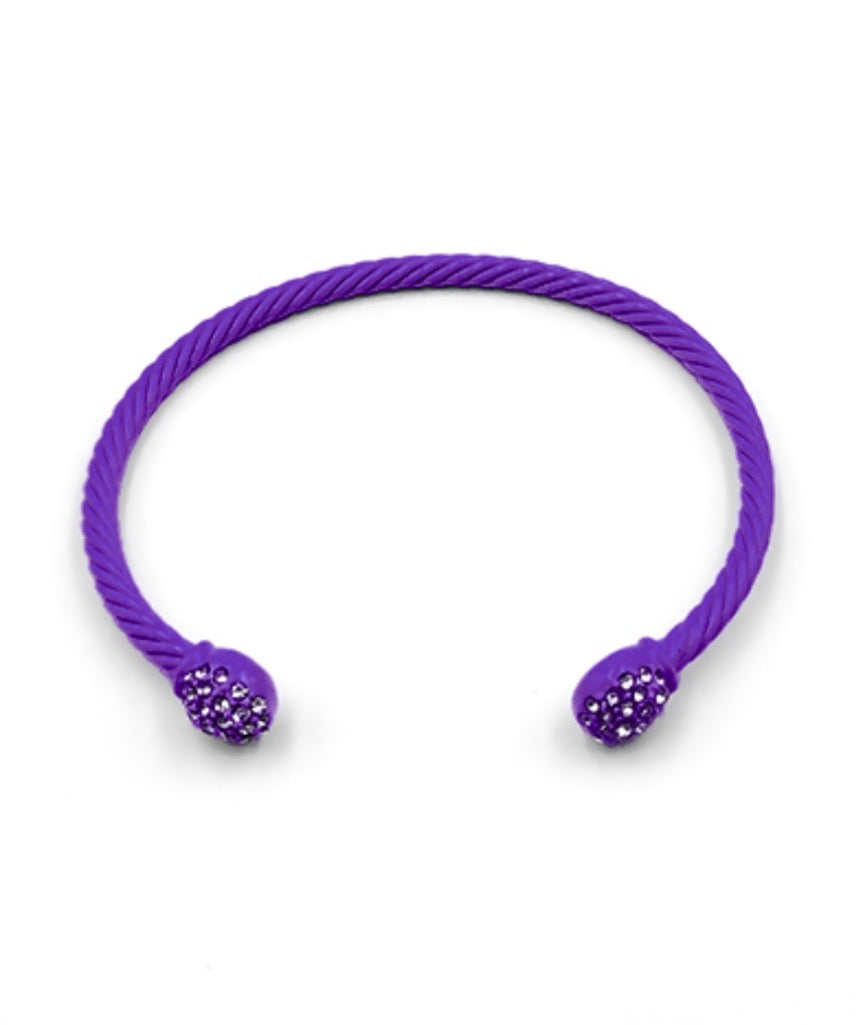 Crystal End Open Cuff | Purple