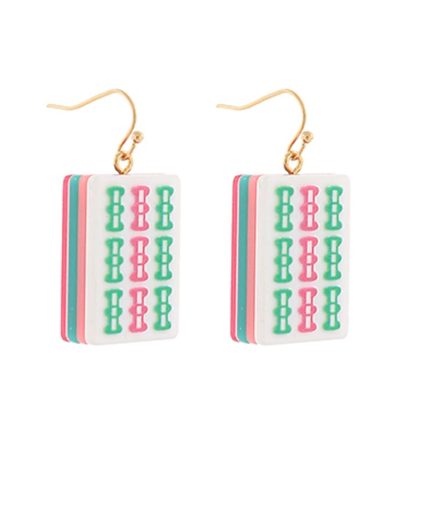Nine Bam Mahjong Drop Earrings