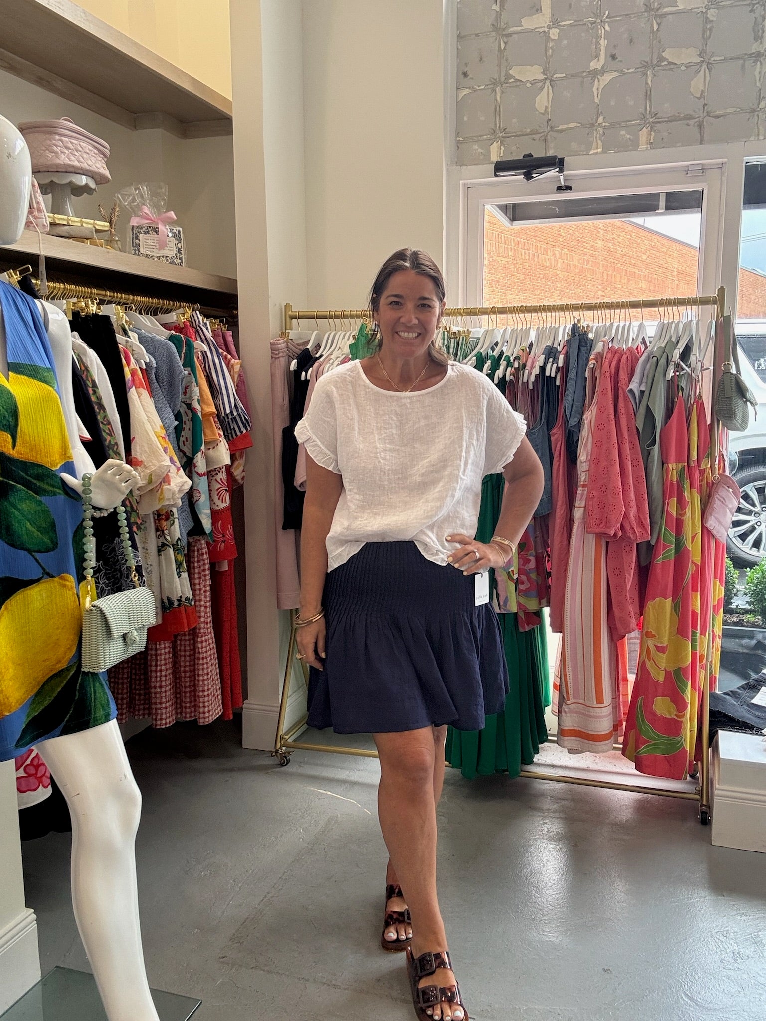Pintuck MIni Skirt I Nautical Night
