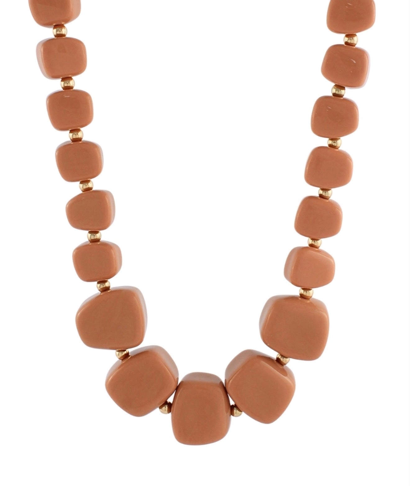 Marble Stone Geometric Cube Necklace | Peach