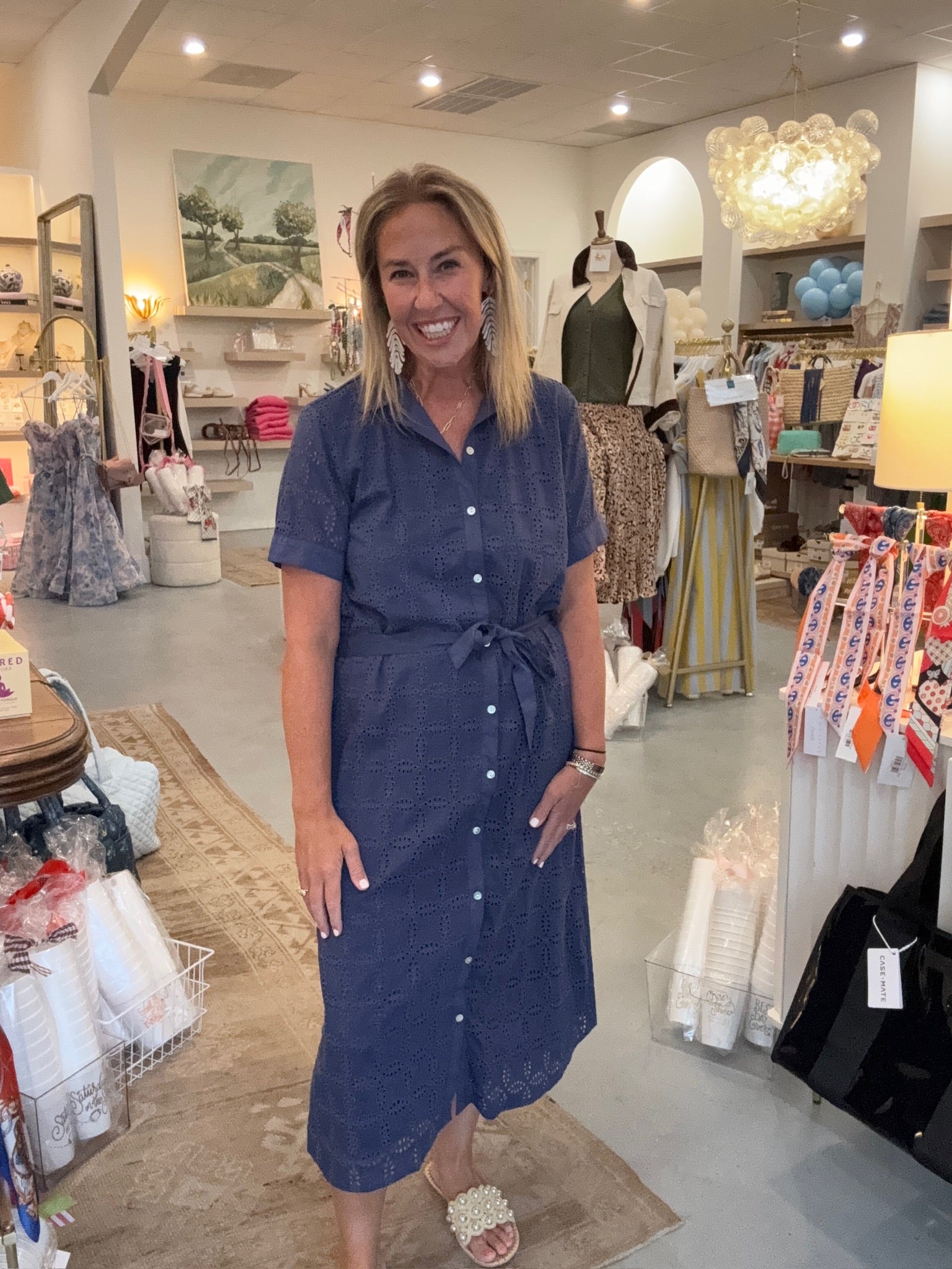 Short Sleeve Midi Shirt Dress I Indigo