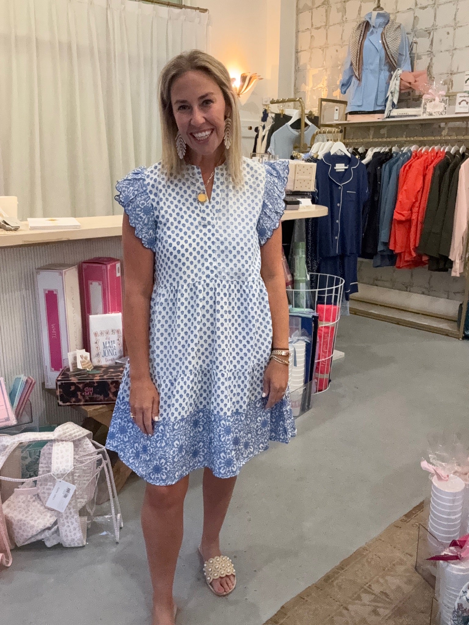 Ruthie Ruffled Dress | Blue DAMAGED