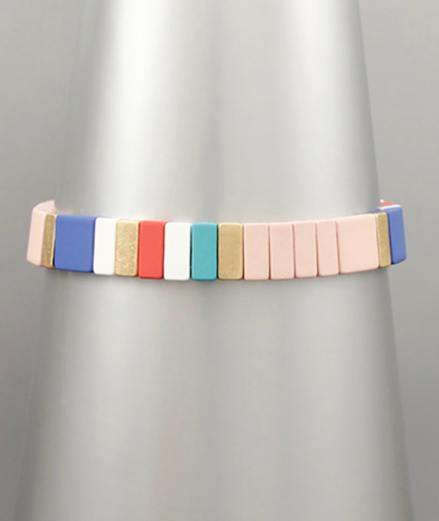Color Coated Beaded Bracelet | Multi Blush