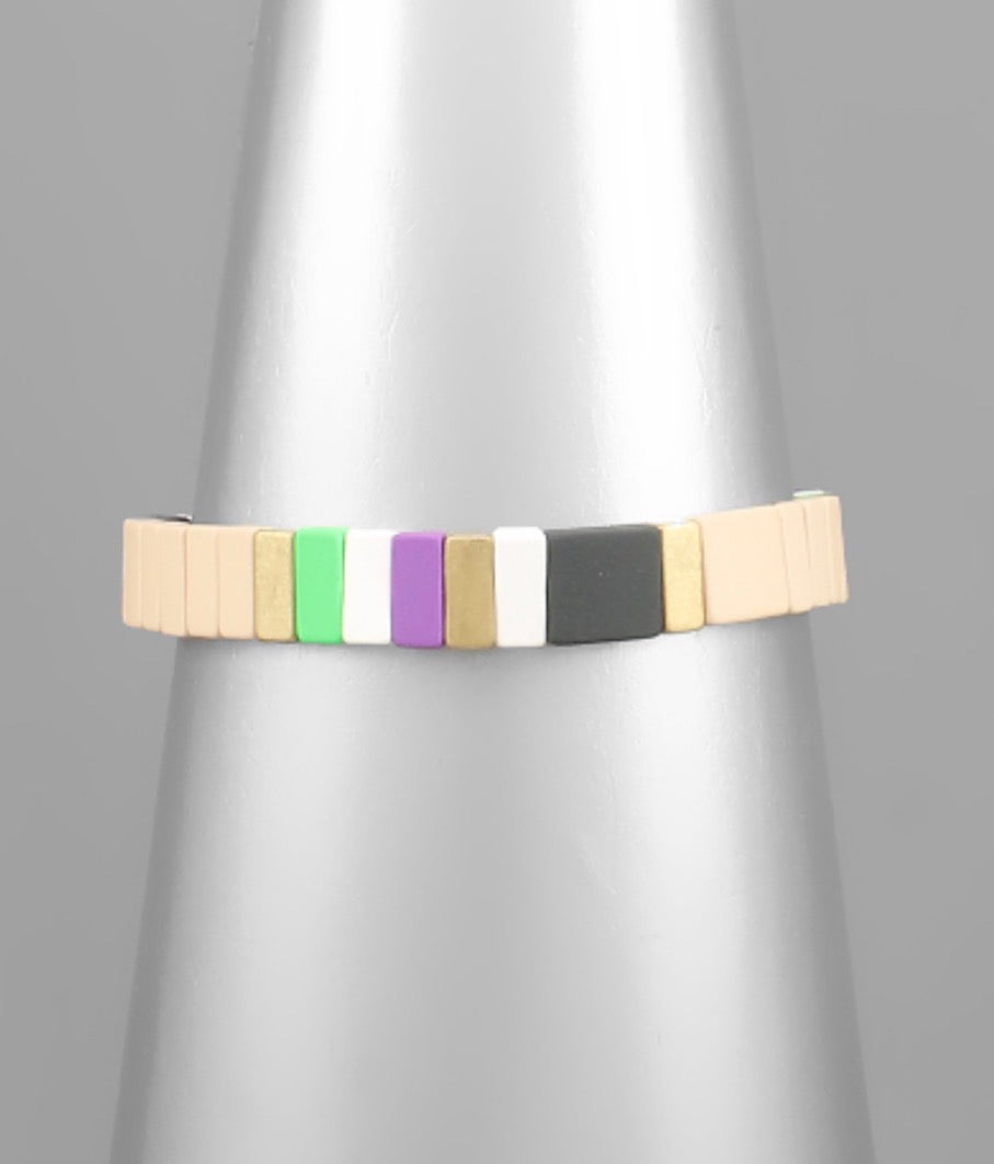 Color Coated Beaded Bracelet | Multi Beige