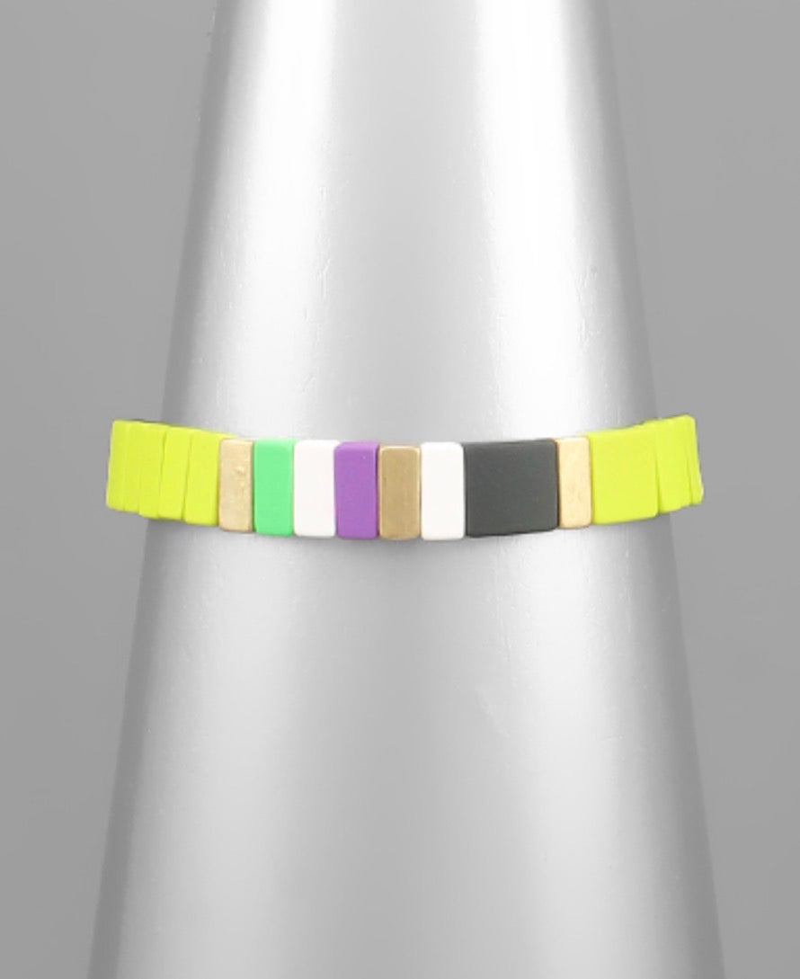 Color Coated Beaded Bracelet | Multi Lime