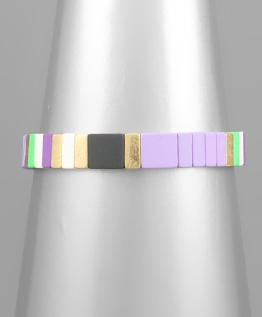 Color Coated Beaded Bracelet | Multi Lavender