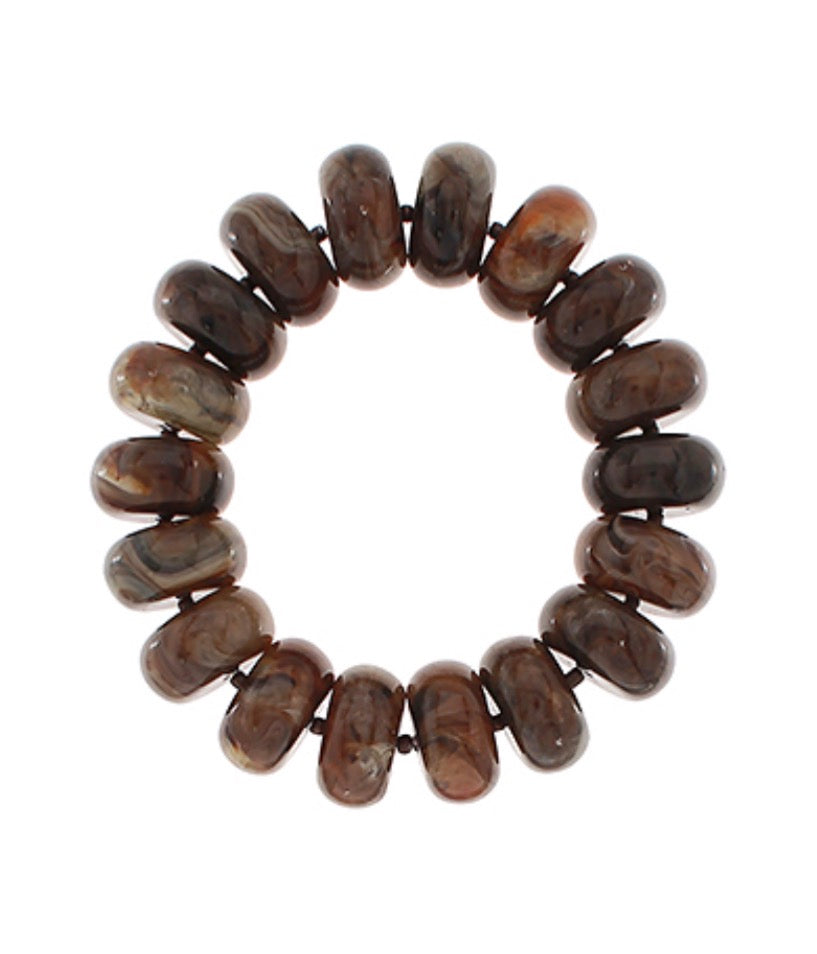 Marble Rondelle Bead Bracelet | Brown