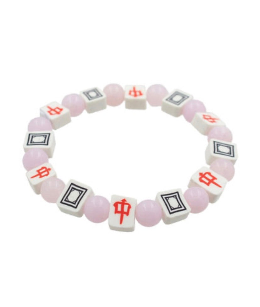 Mahjong Beaded Bracelet | Light Pink