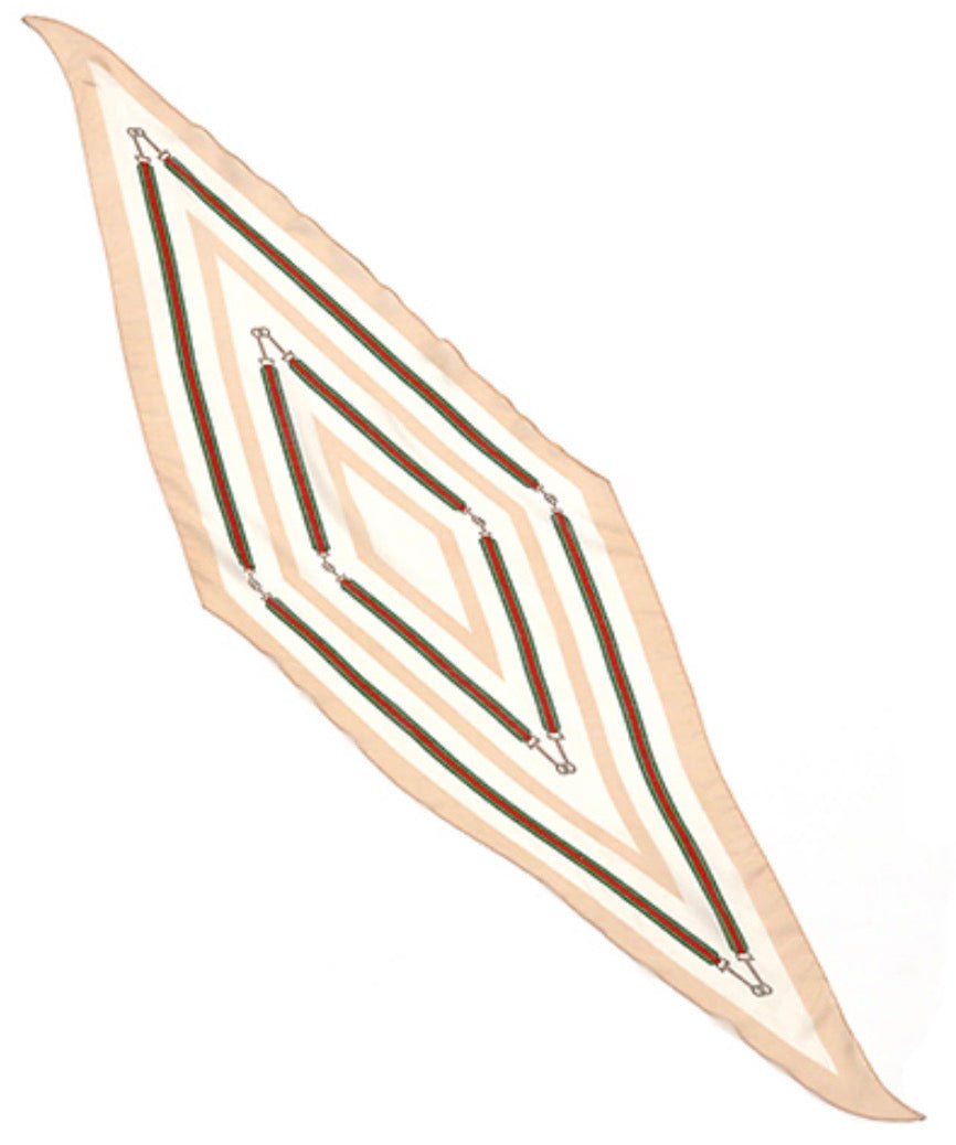 Horsebit Strap Print Diamond Shape Scarf | Ivory