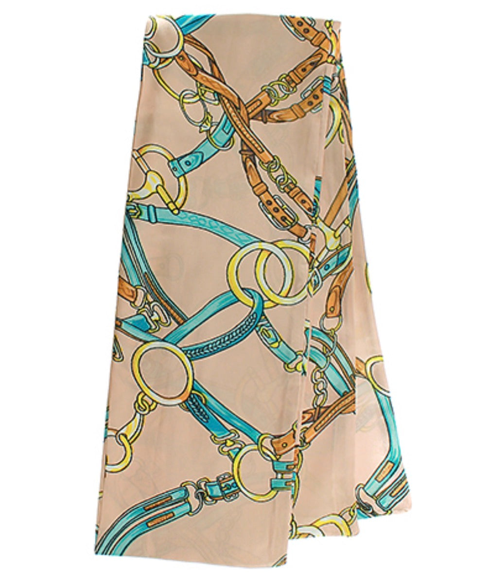 Horsebit Print Narrow Scarf | Brown Multi