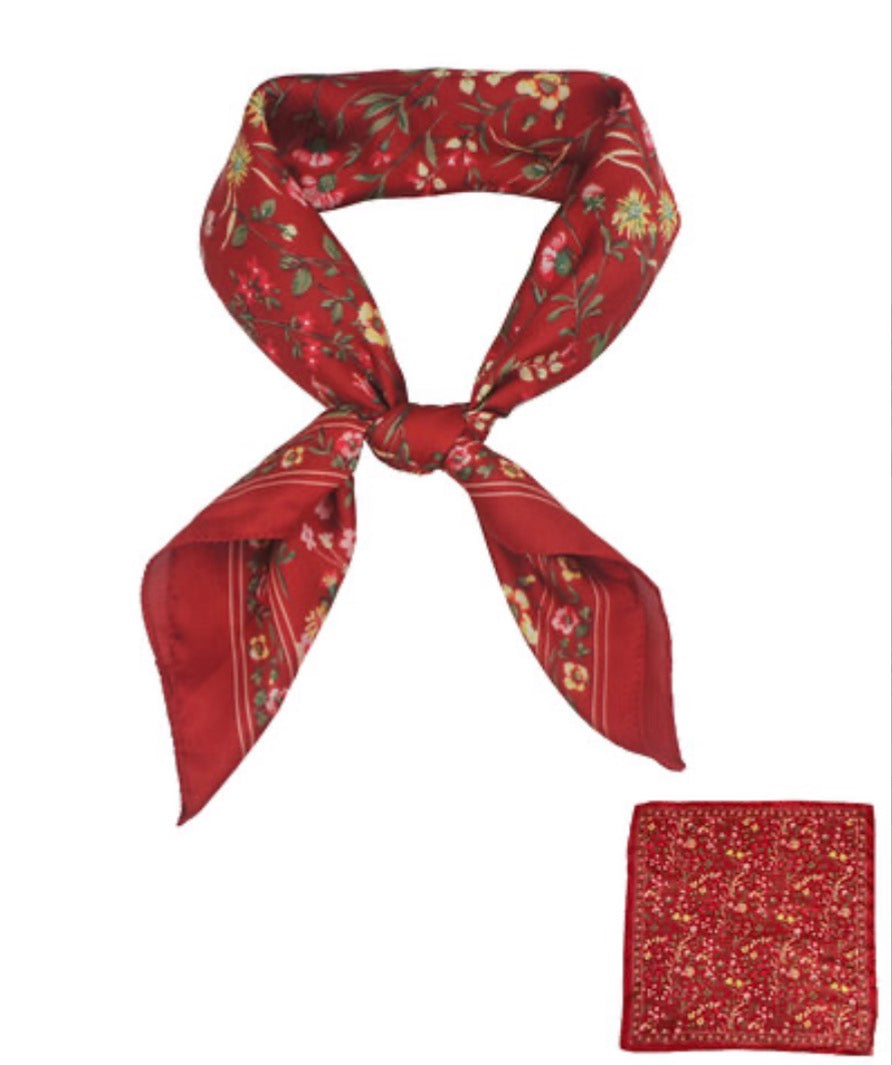 Wild Flower Print Bandana Scarf | Red