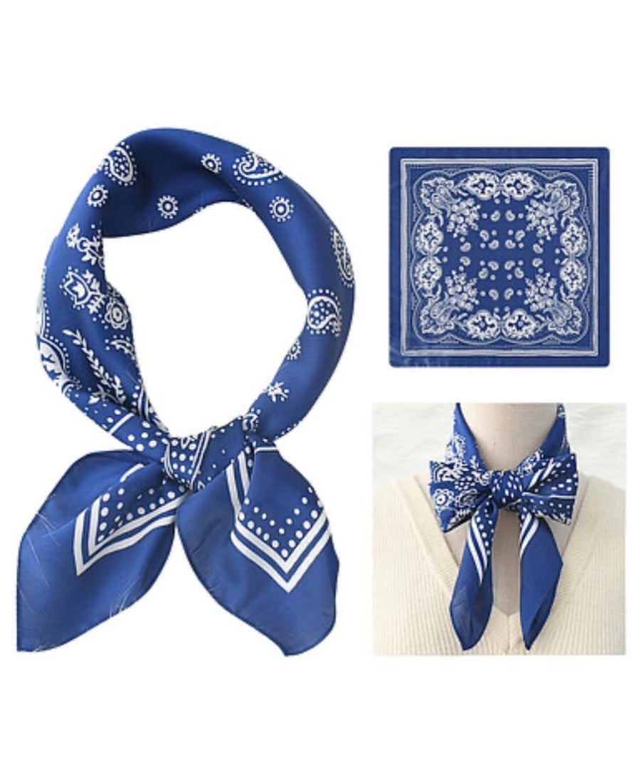 Paisley Print Bandana Scarf | Navy