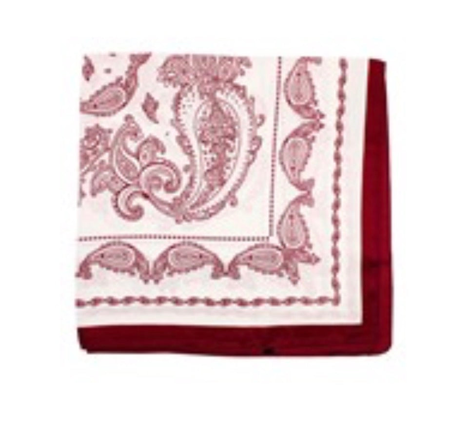 Paisley Print Bandana Scarf | White and Red