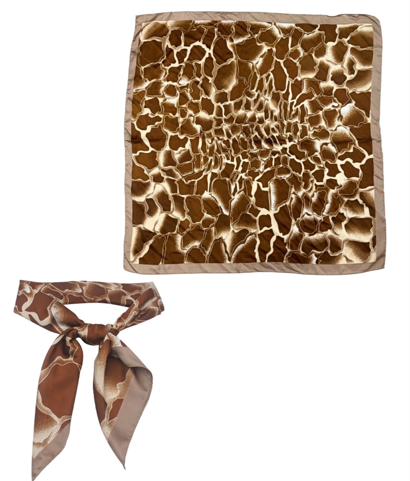 Printed Geometric Scarf | Brown and Beige
