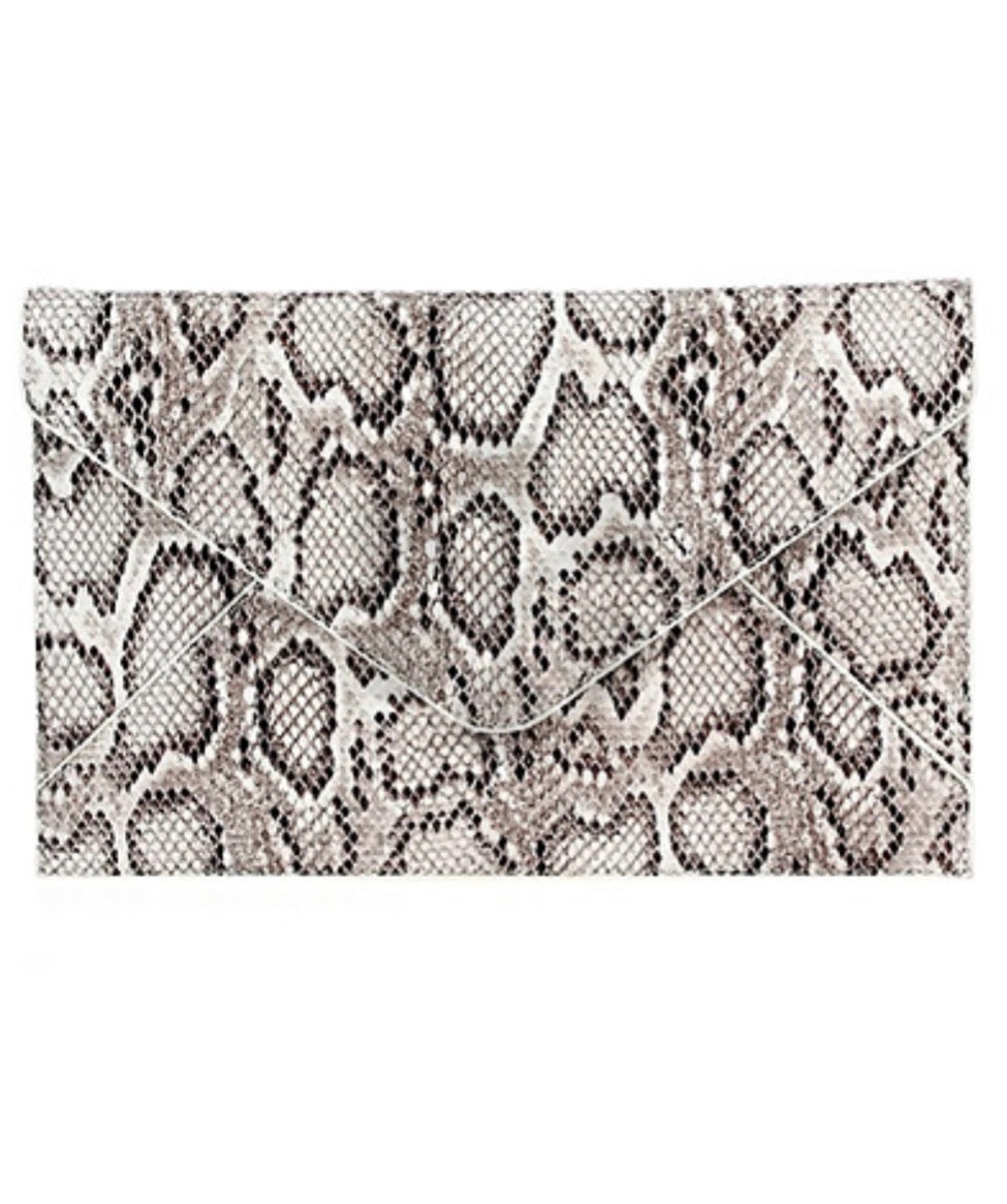 Python Envelope Clutch | White