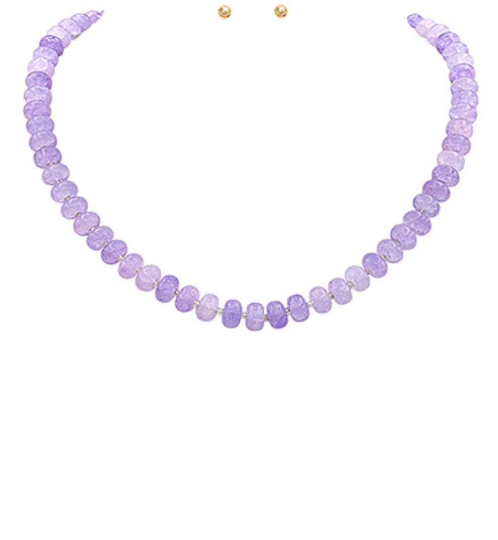 Rondelle Stone Necklace | Lavender