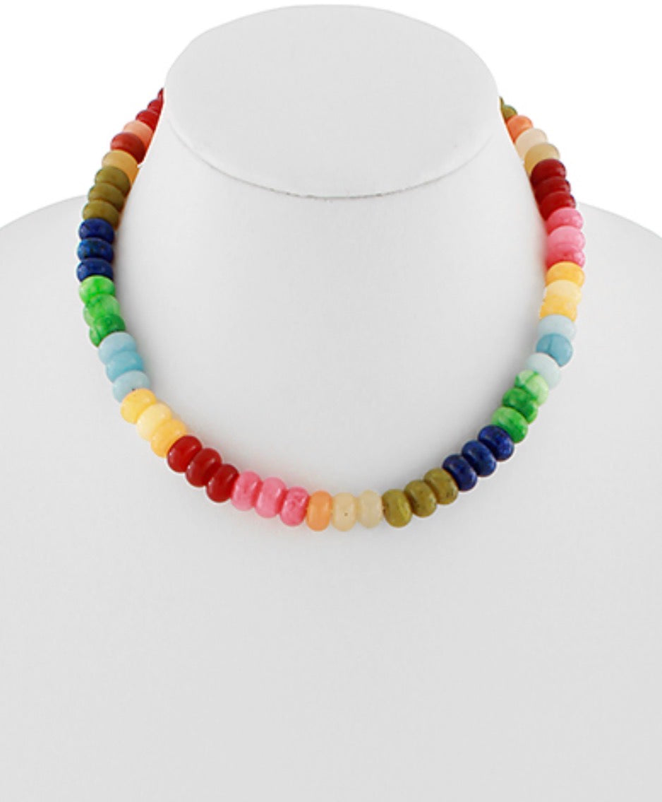 Large Rondelle Stone Necklace | Multi