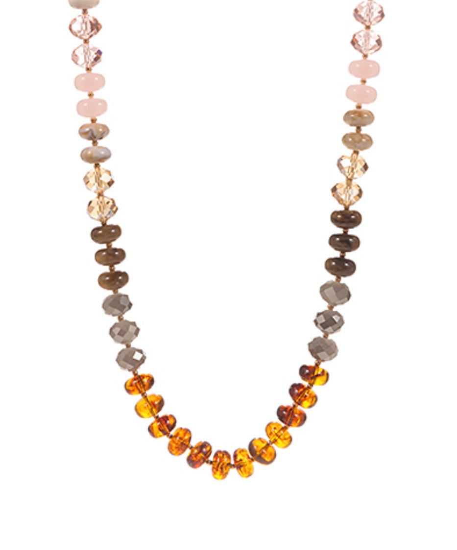 Rondelle Glass Bead Necklace | Natural