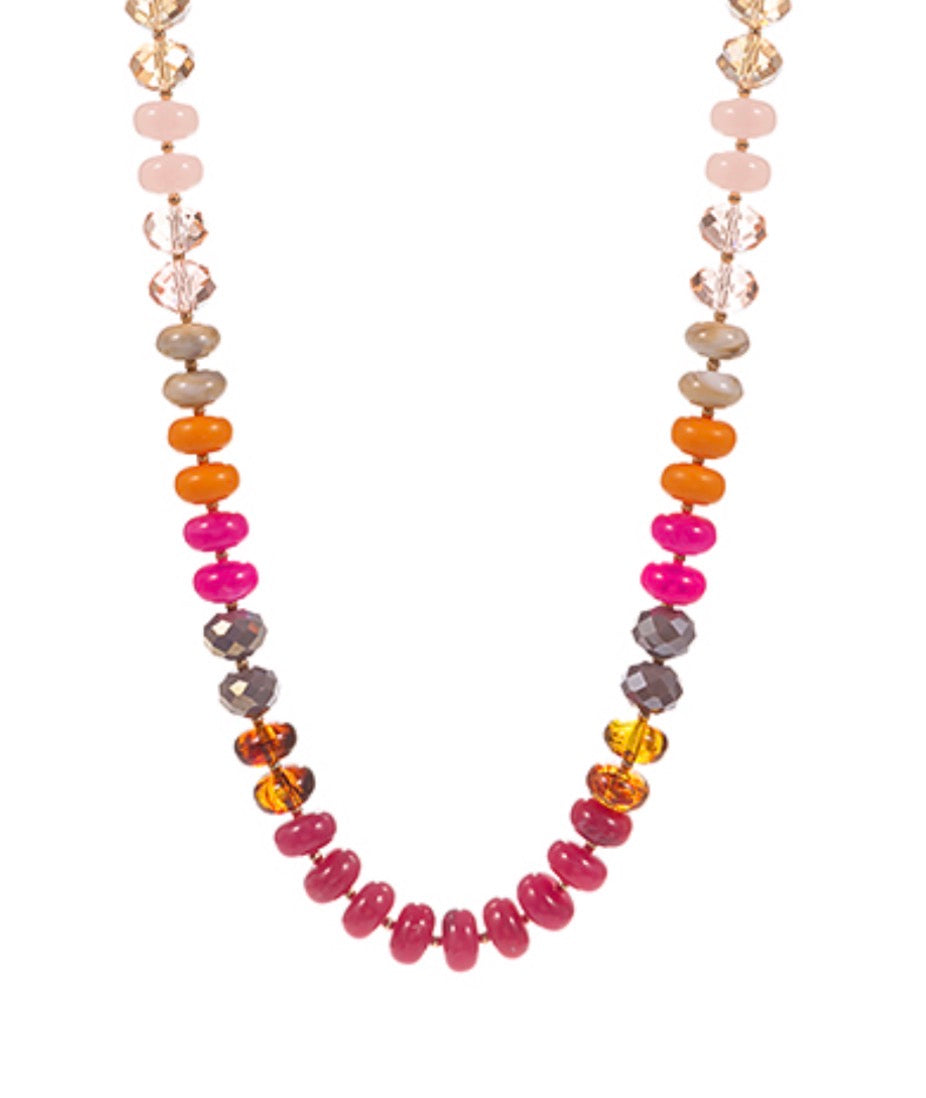 Rondelle Glass Bead Necklace | Fuchsia