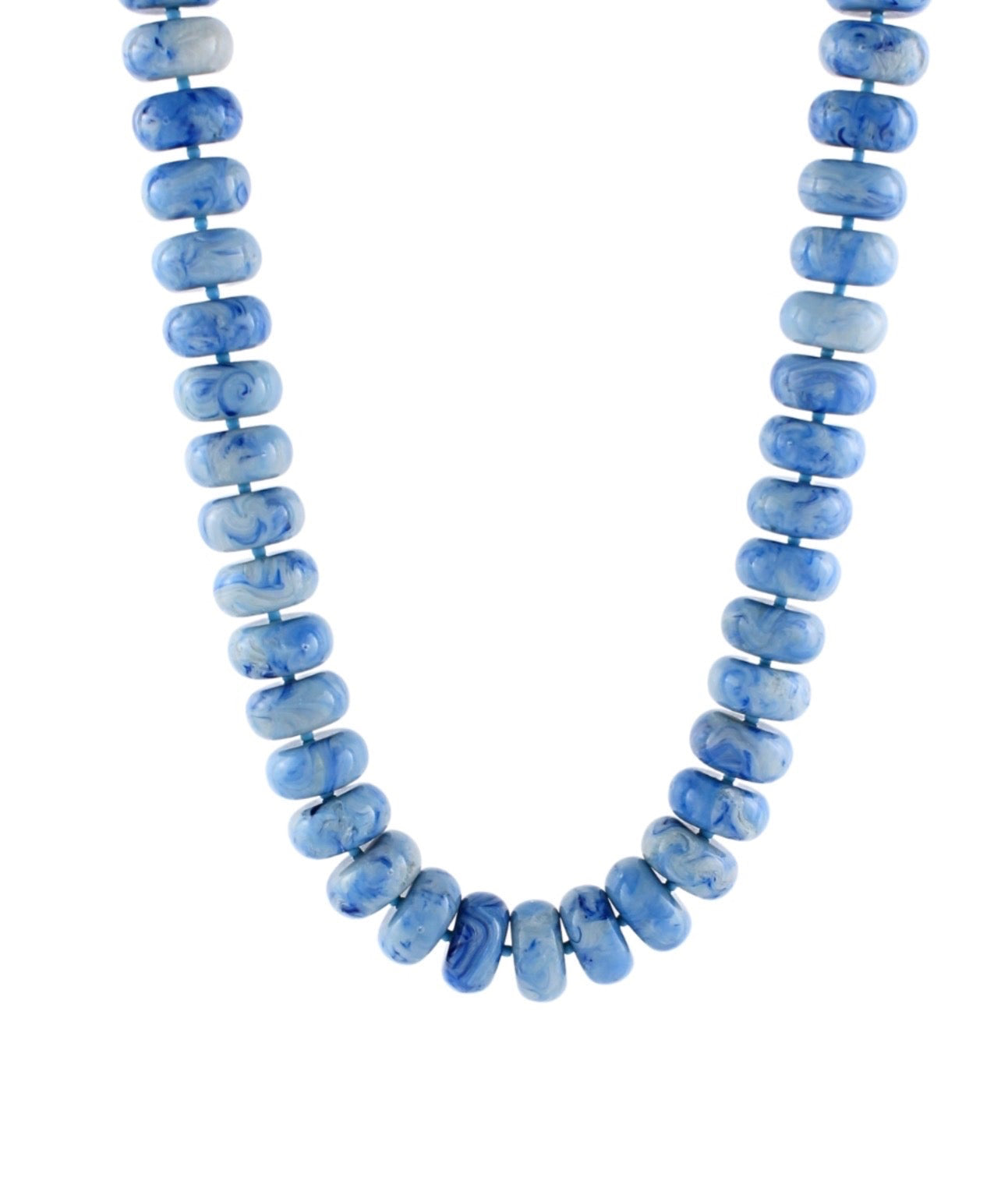 Rondelle Bead Staple Necklace | Light Blue