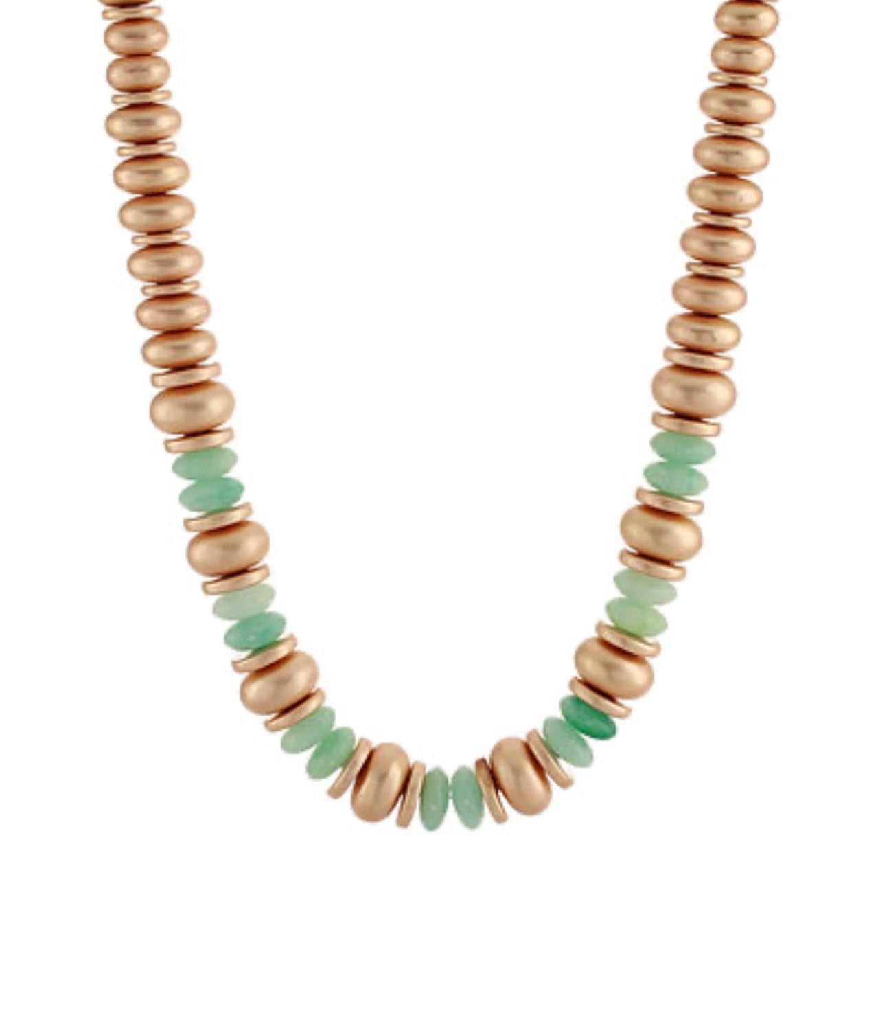 Rondelle Bead Statement Necklace | Gold and Mint